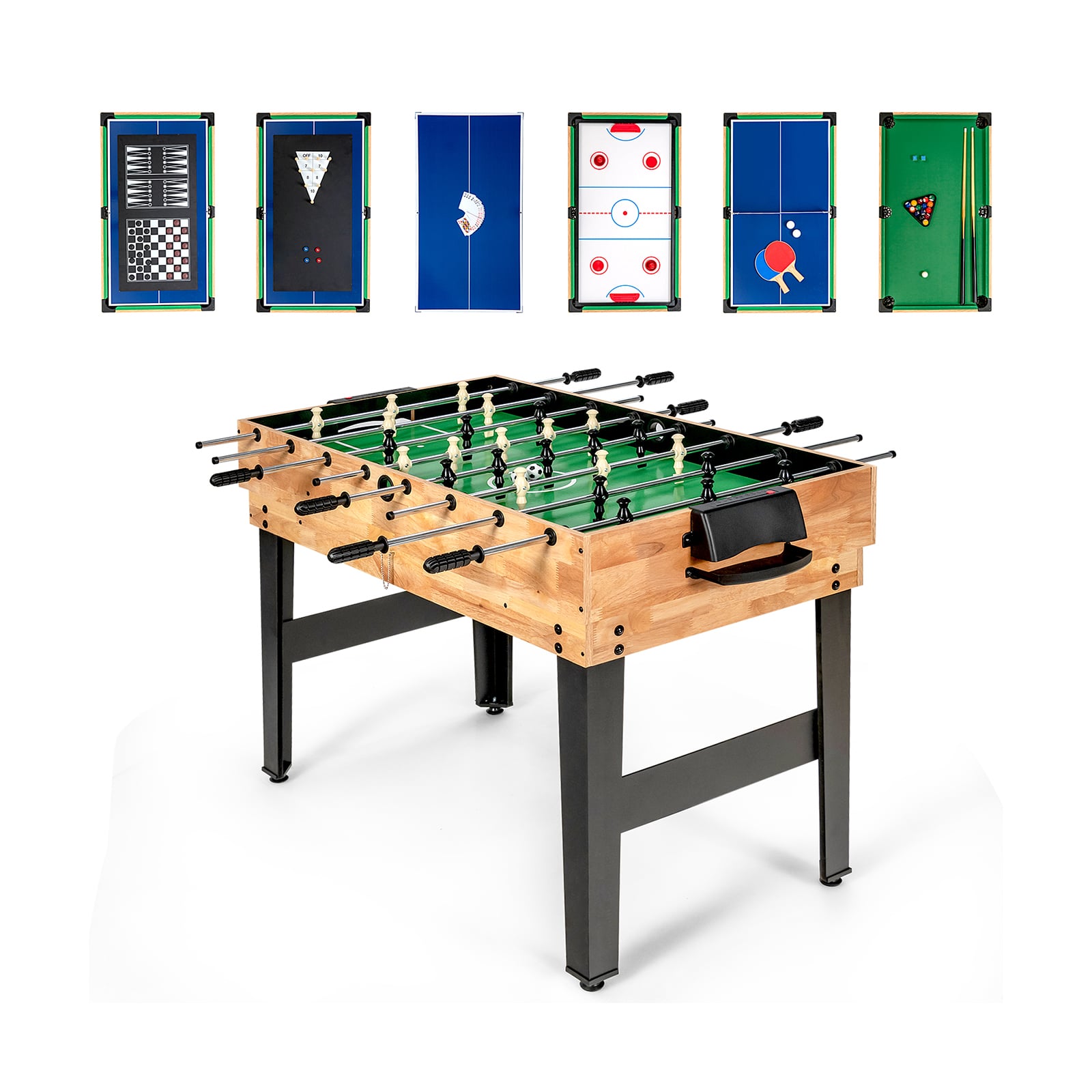 10-in-1 multifunktsionaalne suur kombi-mängulaud: lauajalgpall, hoki, lauatennis, piljard ja muud seltskonnamängud (pikkus 105,5 cm)
