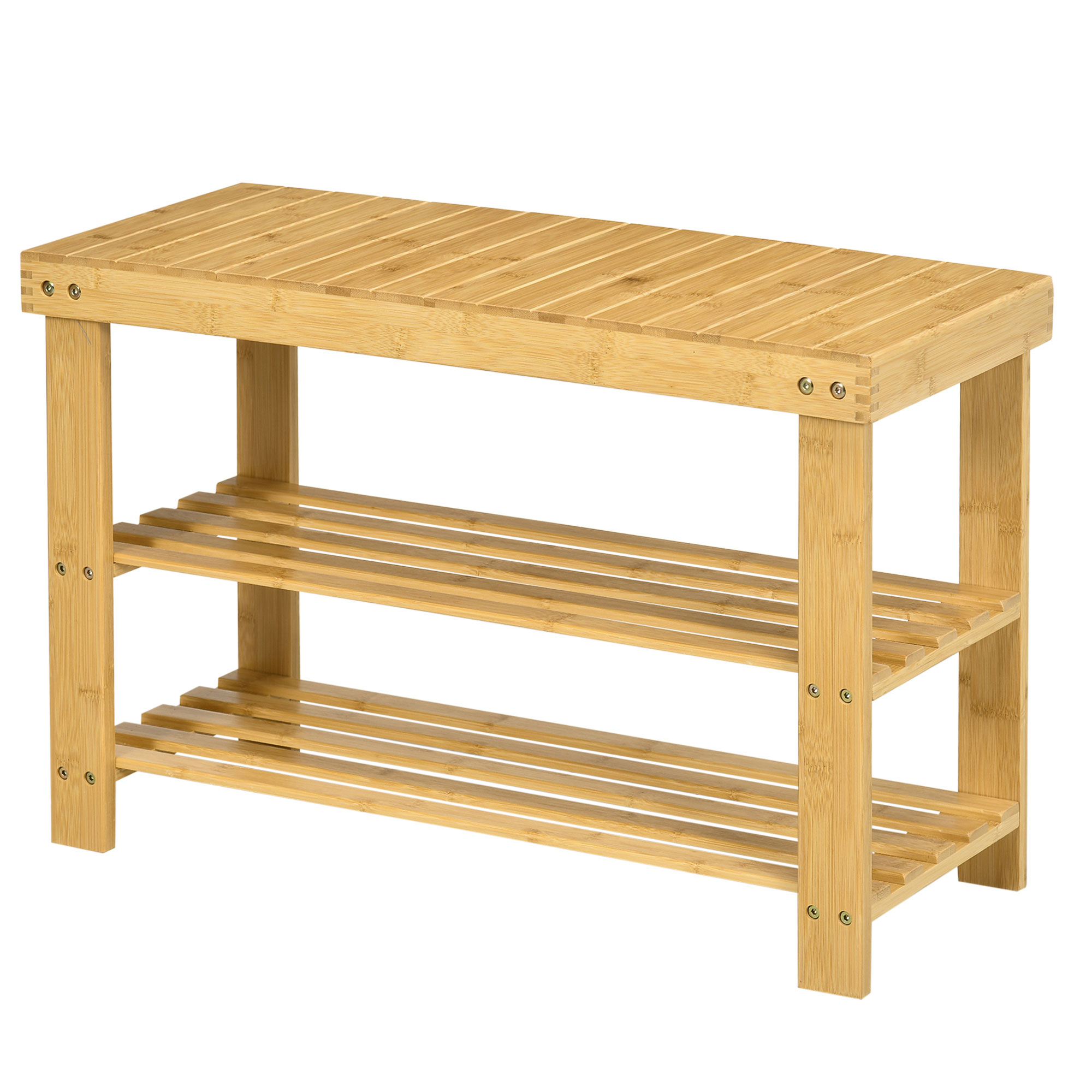 Jalanõudepink 3 riiulit ruumi 6-9 paarile jalanõusid kuni 130 kg bambus 70 x 28 x 45 cm