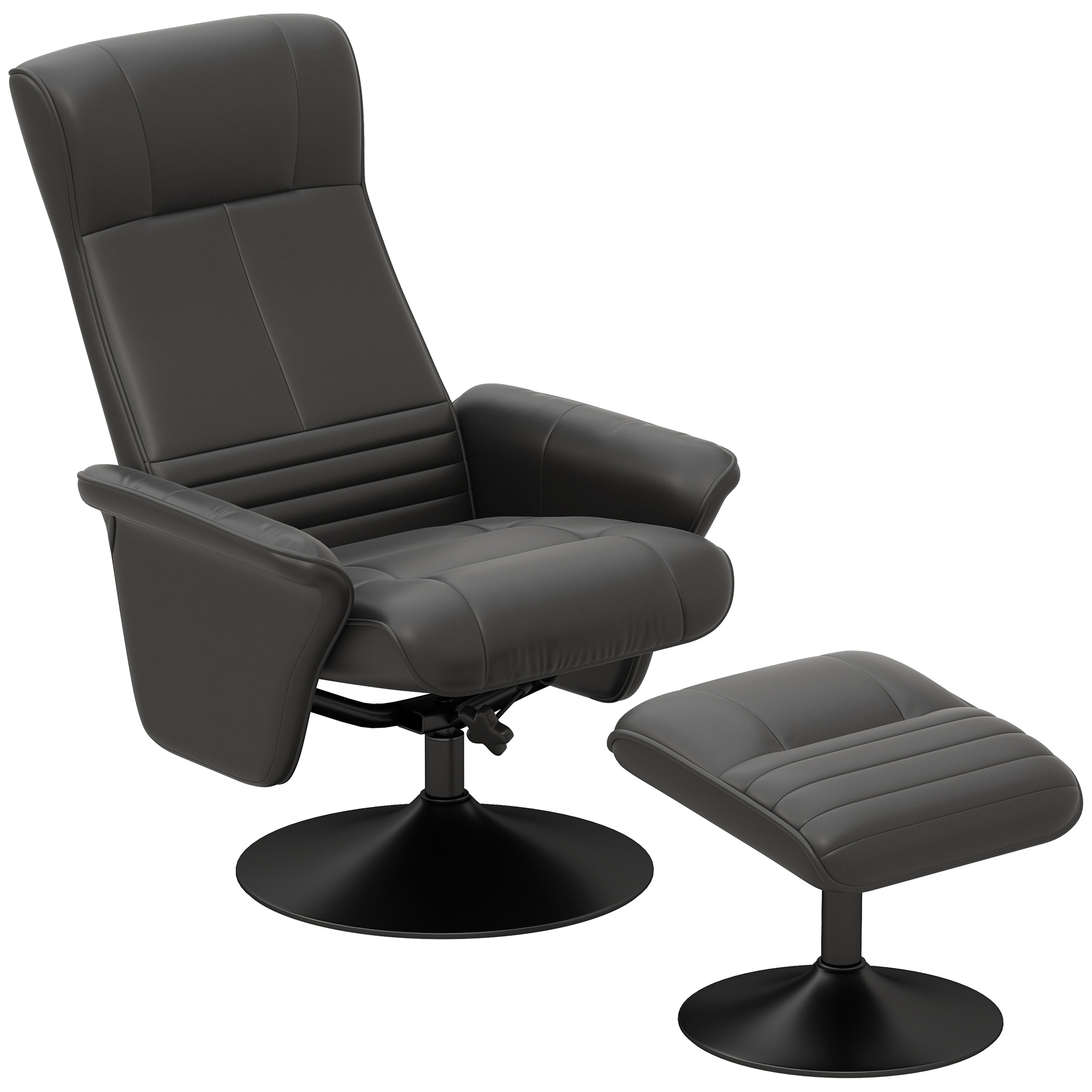 Verhoiltu nojatuoli, koristetuoli jalkarahilla, pyörivä, ergonominen, mikrokuitukangasjäljitelmä, jopa 150 kg, musta