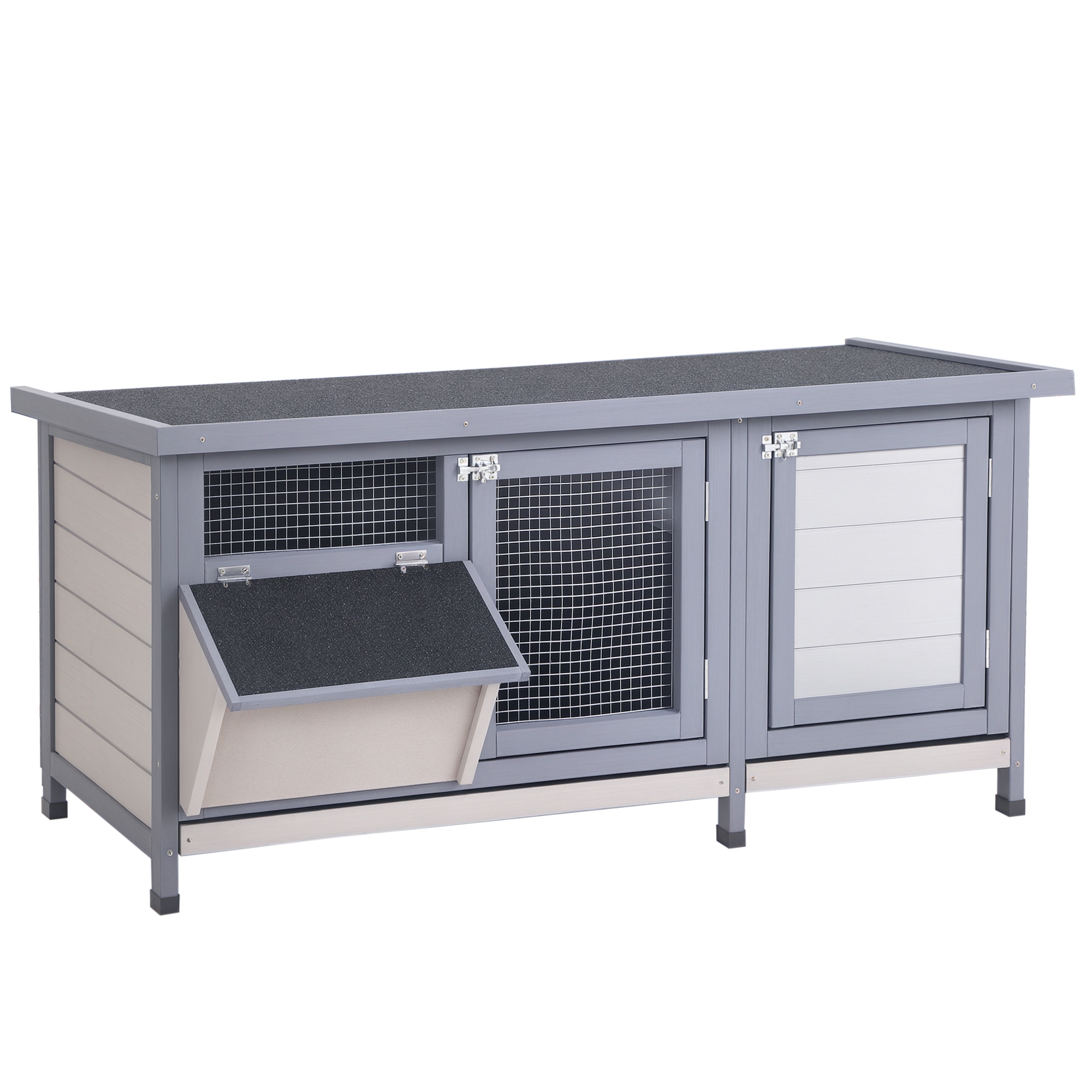 Talvekindel puidust küülikupuur 112x50x54 cm bituumenkatusega 2 uksega metallvõrgust sobib küülikutele ja merisigadele