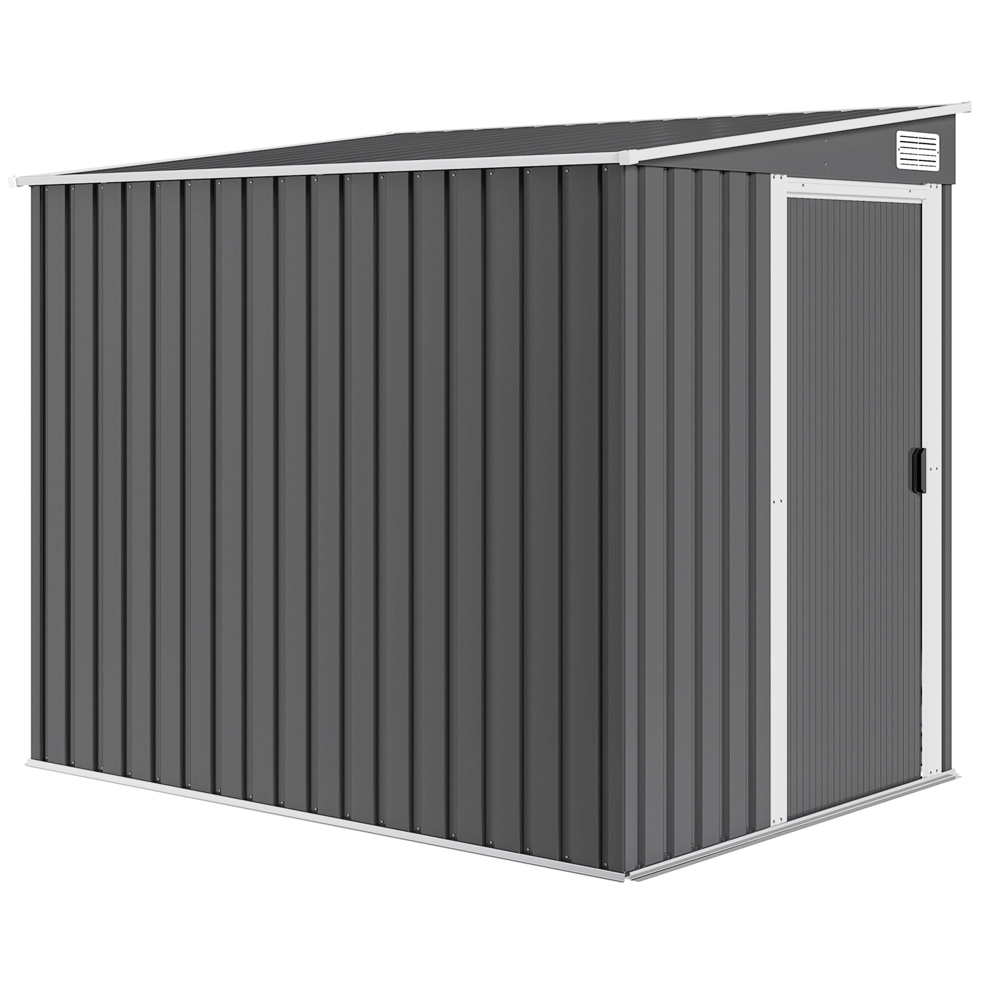 Metallinen puutarhavaja 2,81 m² 154 x 206,5 x 181 cm Työkaluvaja viistokatolla Perustukset