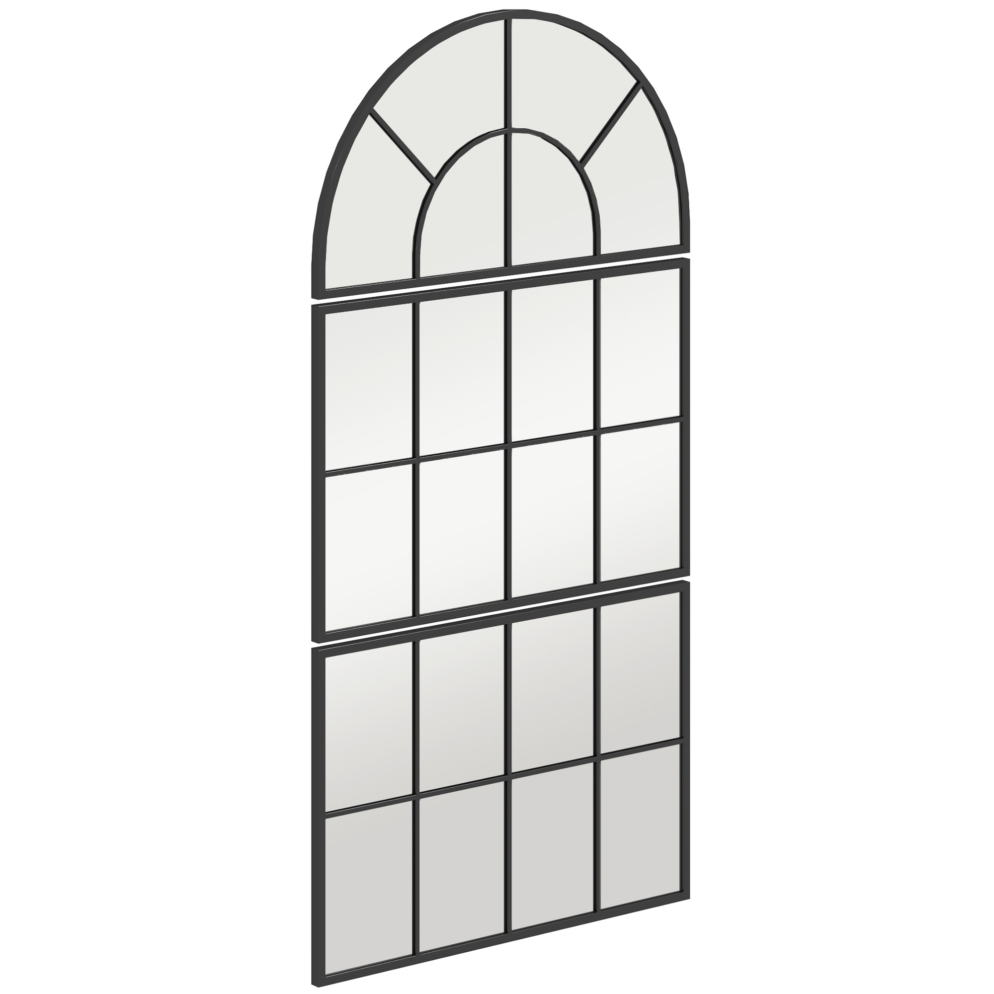 Seinäpeili, ikkunapeili, kolmiosainen, metallikehykset, 76 x 53 cm, musta