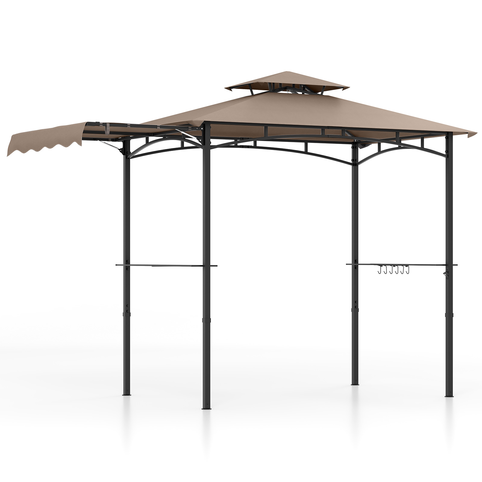 335 cm x 152 cm grillikatos sivumarkiisilla ja kaksikerroksisella katolla - ruskea