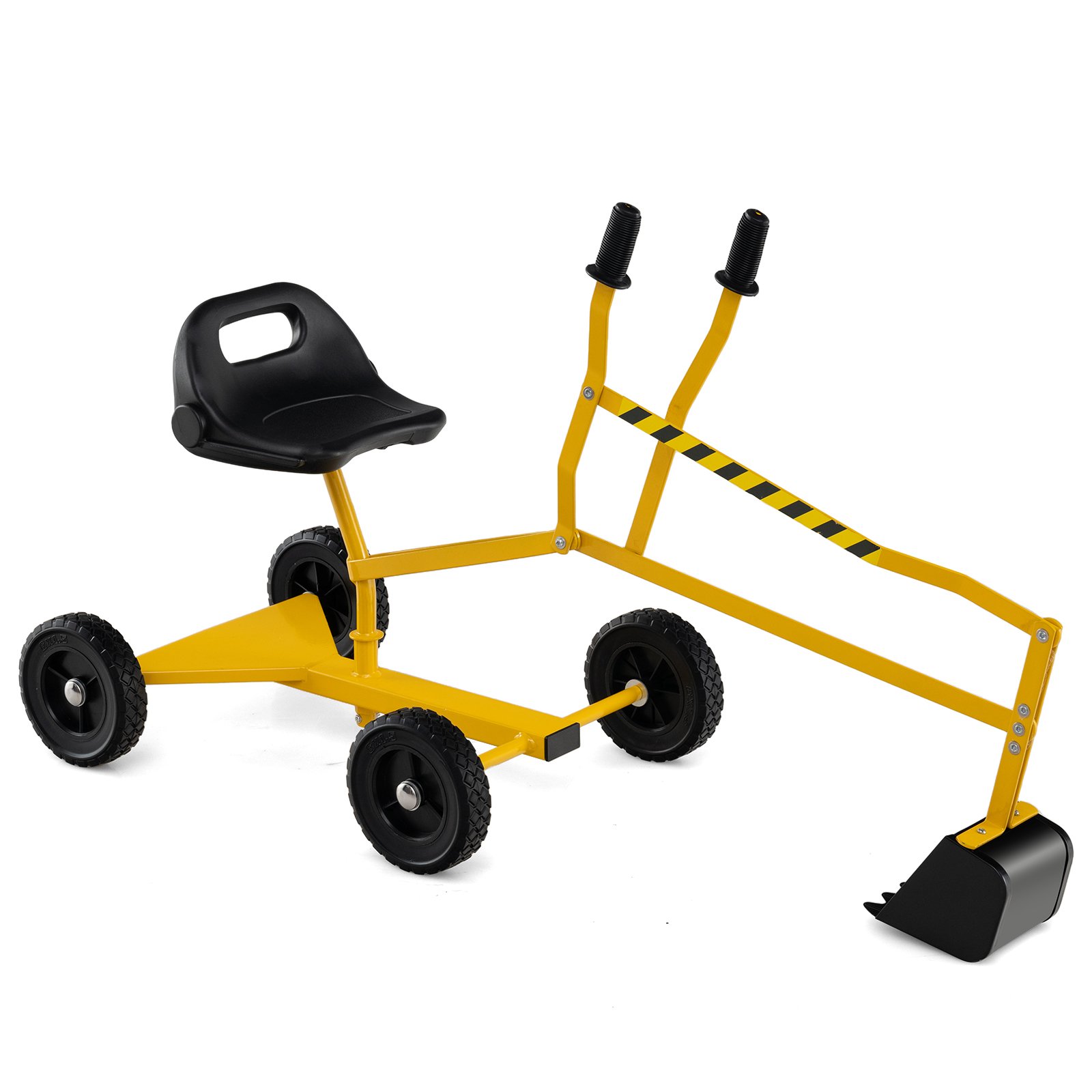 4-pyöräinen kaivinkone ergonomisella selkänojalla, keltainen