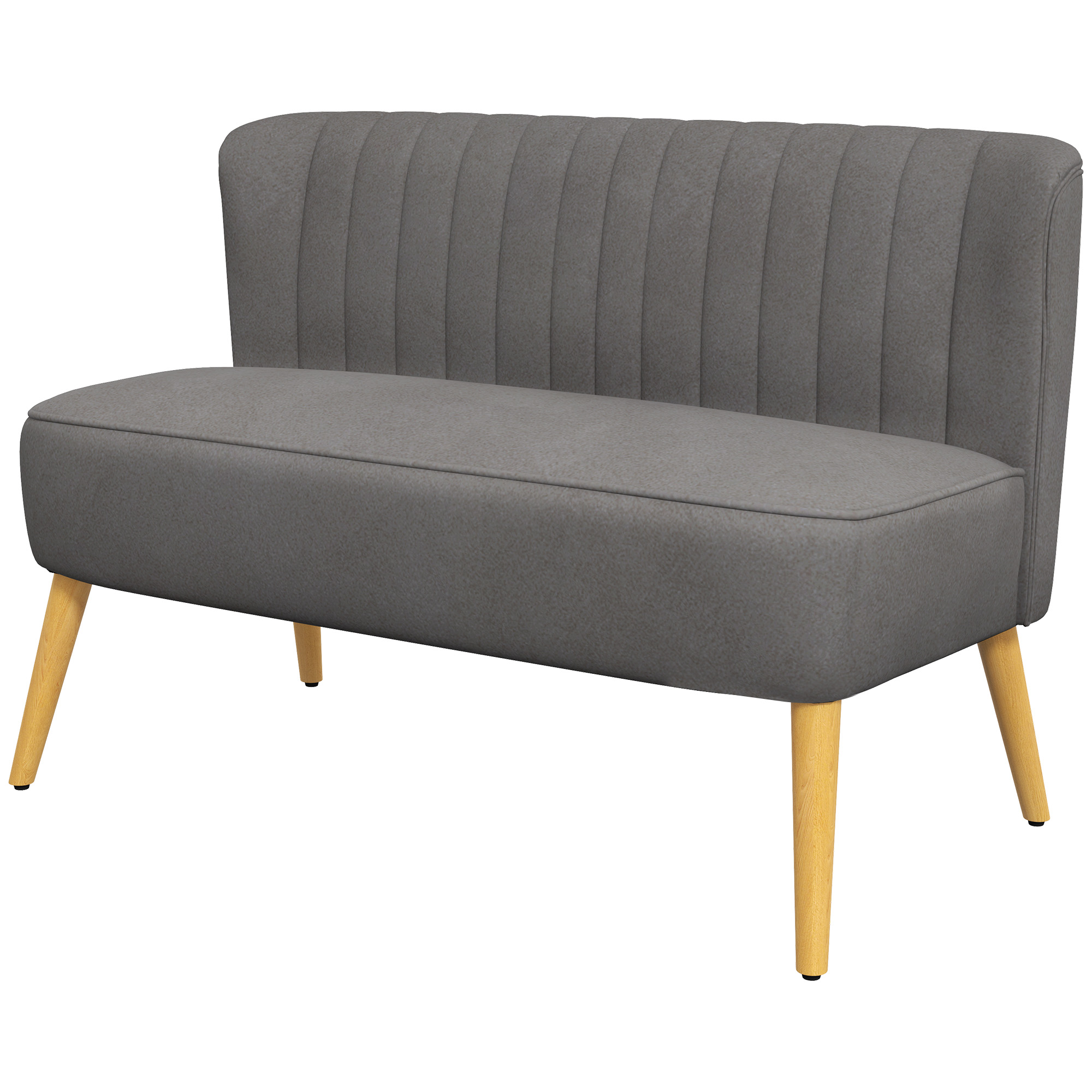 Retrohenkinen 2-istuttava sohva, puiset jalat, 117 cm x 56,5 cm x 77 cm, tummanharmaa