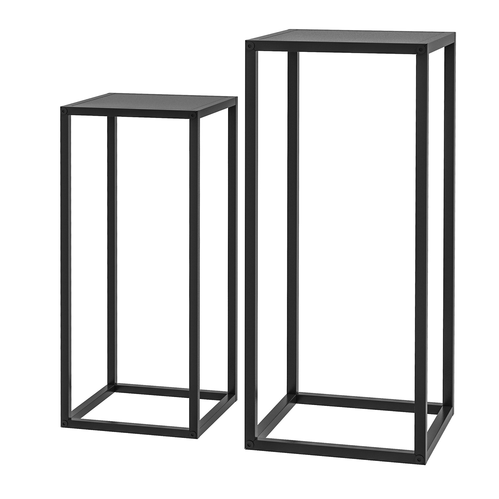 Kukkateline, 2 kpl, skandinaavinen muotoilu, metallirunko, korkeus 58,5/65 cm, musta