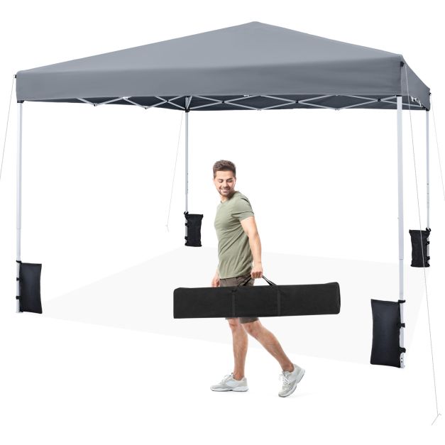 Pop-up aiatelk ja universaalne varjualune koos kandekoti ja 8 maavaiaga (3 x 3 m), hall