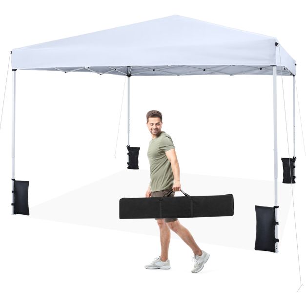 305 cm x 305 cm pikakatosteltta kantolaukulla ja 4 hiekkasäkillä - valkoinen
