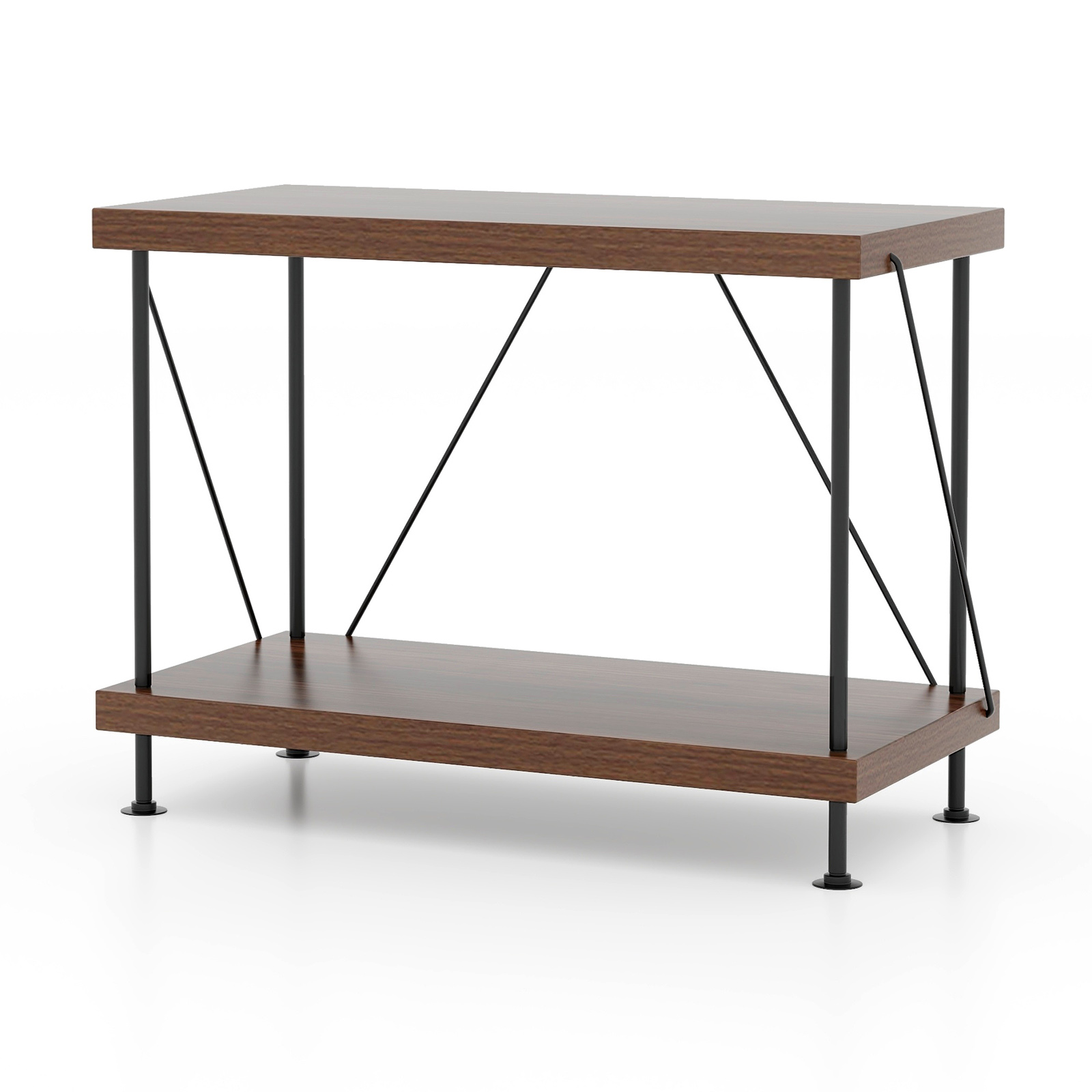 Kahekorruseline metallraamiga industriaalstiilis madal riiul ja elutoa abilaud (60 x 29,5 x 45 cm), pruun