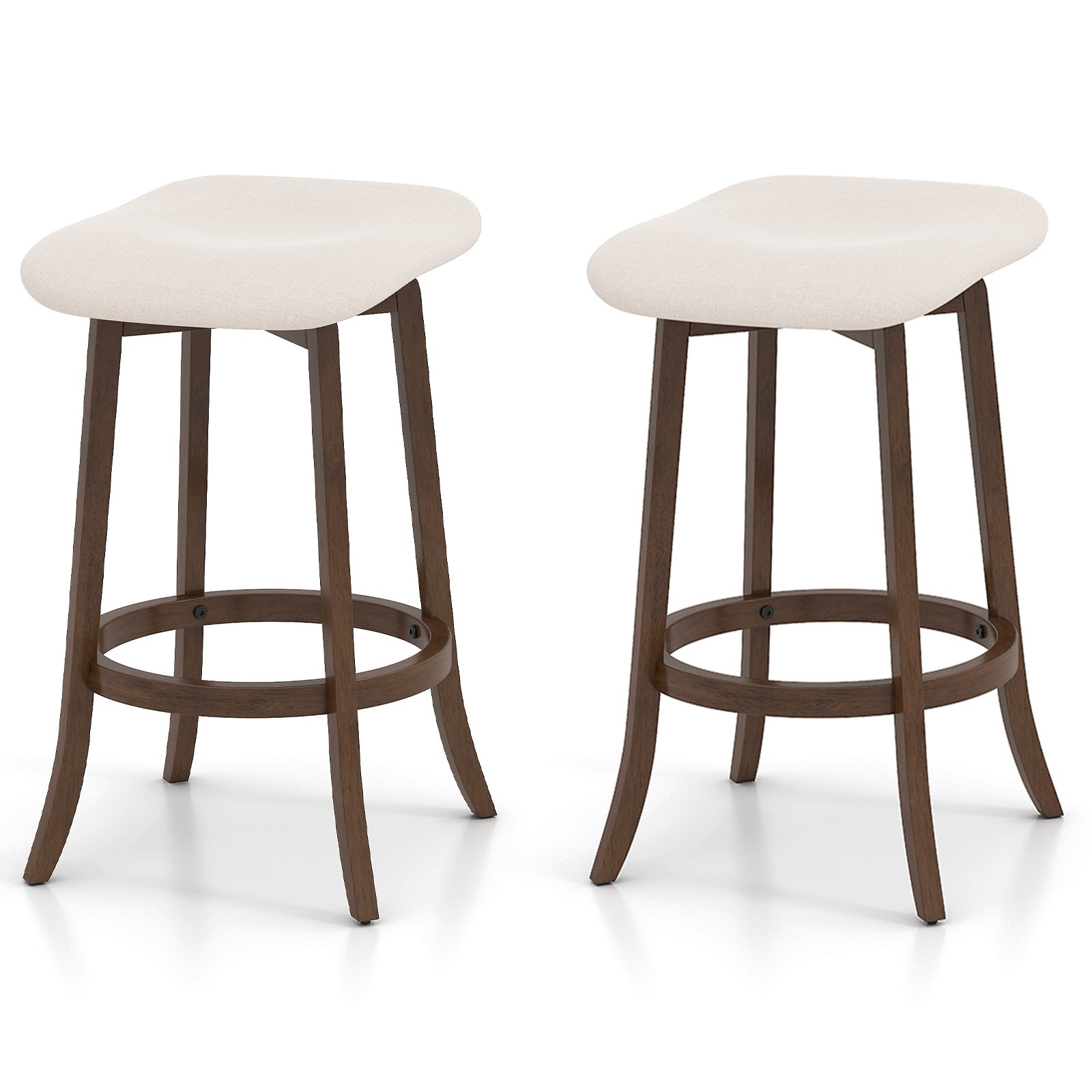 2 baarijakkaran setti pehmustetuilla istuimilla, pyörivä baarijakkara, ruskea