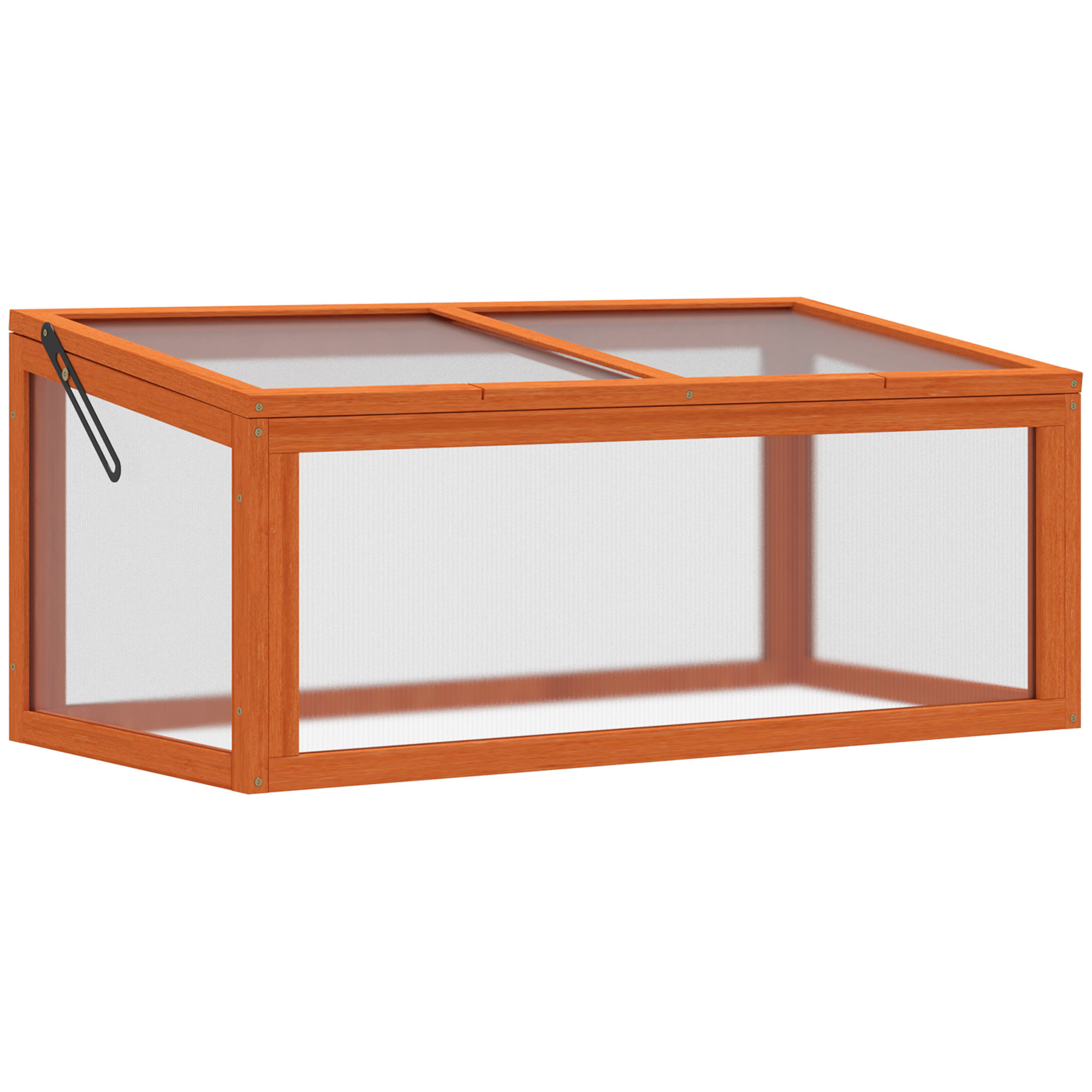Kylmäkehys puusta ja polykarbonaatista, 90 x 46 x 40 cm, säänkestävä kasvihuone katolla, puutarhaistutuksiin, oranssi