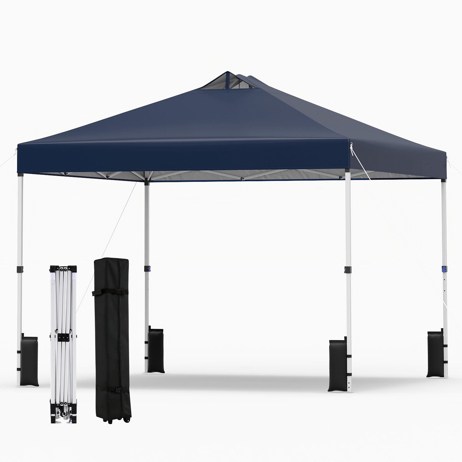 3 x 3 m pikapaviljonki 4 hiekkasäkillä, tapeilla ja köysillä, kokoontaitettava paviljonki, puutarhapaviljonki, sininen