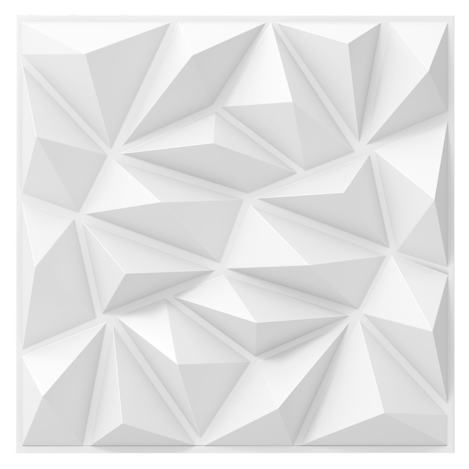 Suured teemant-disainiga 3D seinapaneelid und reljeefsed dekoratiivsed seinaplaadid (40 tk komplekt, 50 x 50 cm, katab 10 m²), valge