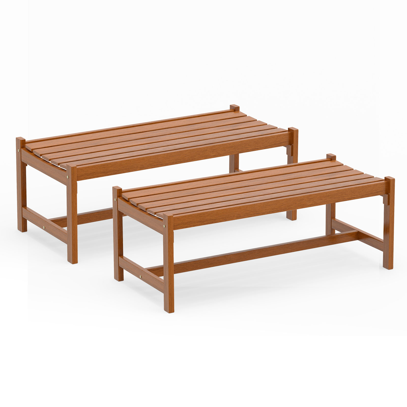 Massiivipuupuutarhapenkit ja pitkät ruokasalin penkit tiikkiöljyllä, 111,8 cm / n. 112 cm, 2 kpl, luonnollinen