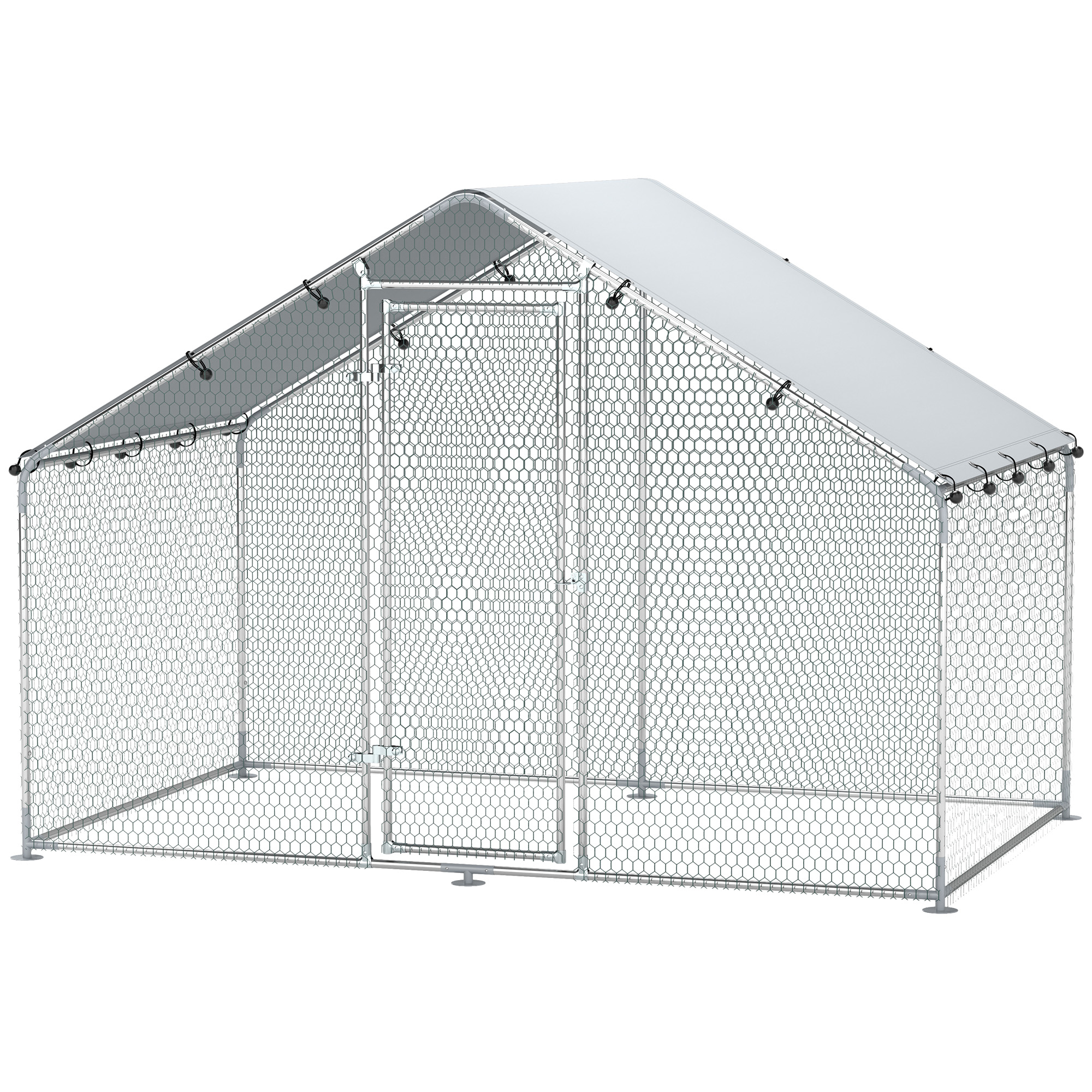 Kanatarha 5-8 kanalle, pressukatto, lukittava ovi, teräsrunko, 5,1 m², 3 x 1,7 x 1,9 m