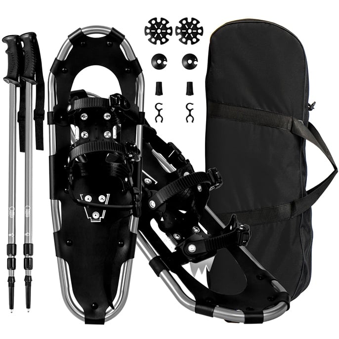 4-in-1 lumikenkäsetti, lumikengät kaksoisräikkäkiinnityksellä, 78 cm, hopea