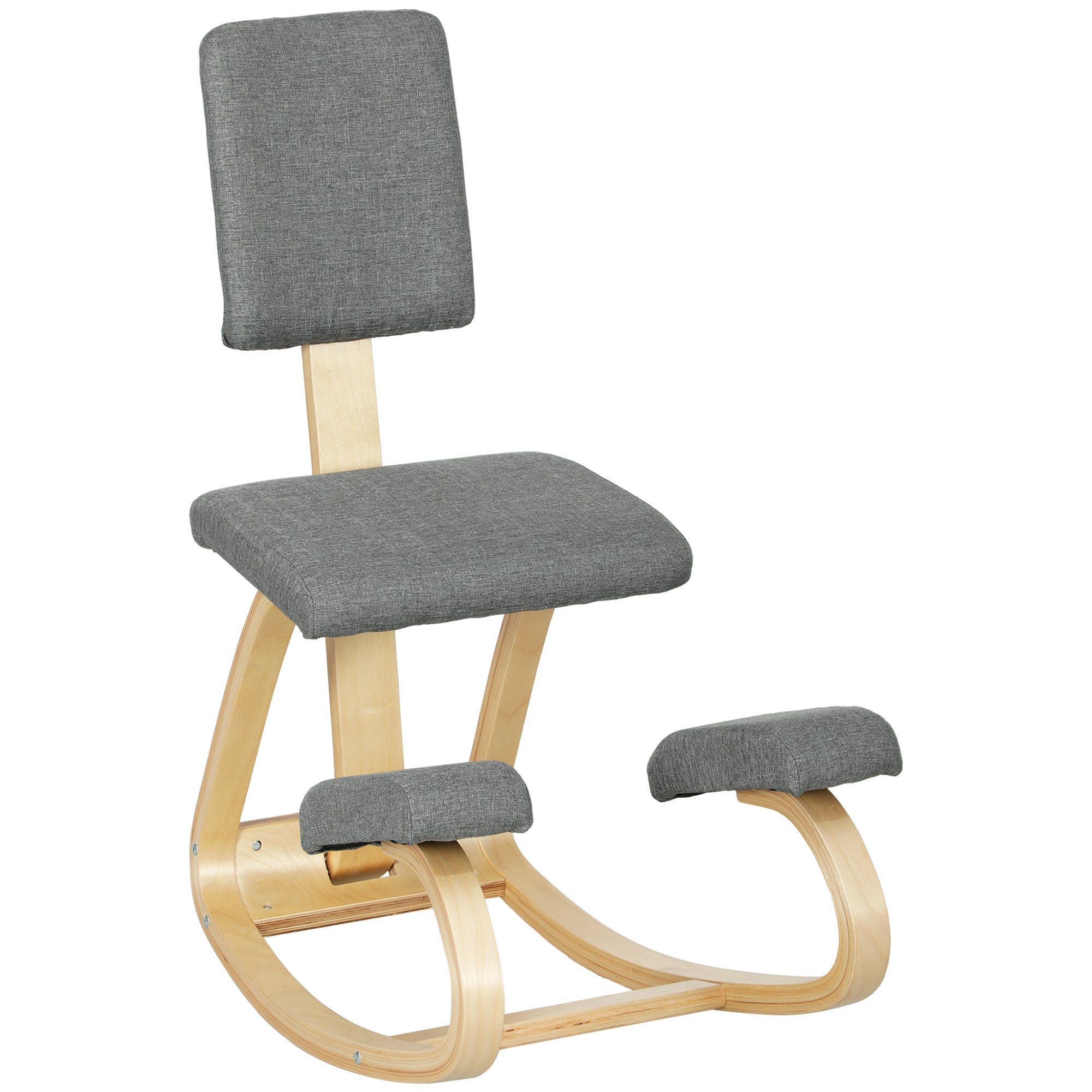 Ergonominen polvistutuoli, polvistuva jakkara, terveystuoli kotiin, toimistoon, meditaatioon, harmaa