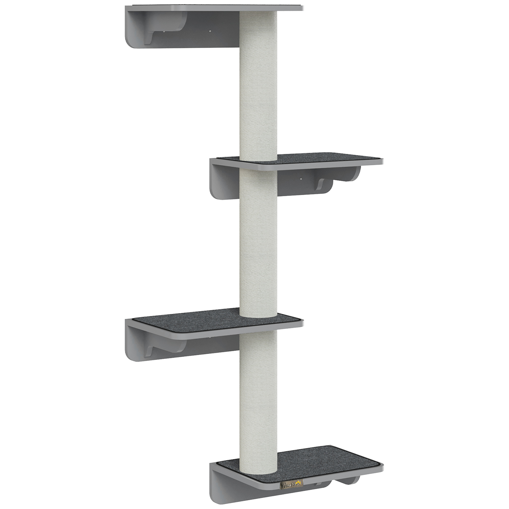 137 cm korkea seinään kiinnitettävä 4-kerroksinen kiipeilypuu, jossa 4 tasoa ja 3 raapimapuuta. Kiipeilypuu alle 5 kg painaville kissoille kiipeilyyn, raapimiseen ja leikkimiseen.
