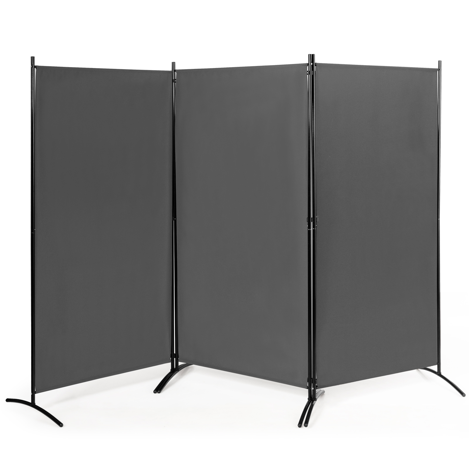 Kolmeosaline kokkupandav sirm, kangast vahesein ja liikuv privaatsuspiire (260x183 cm), hall