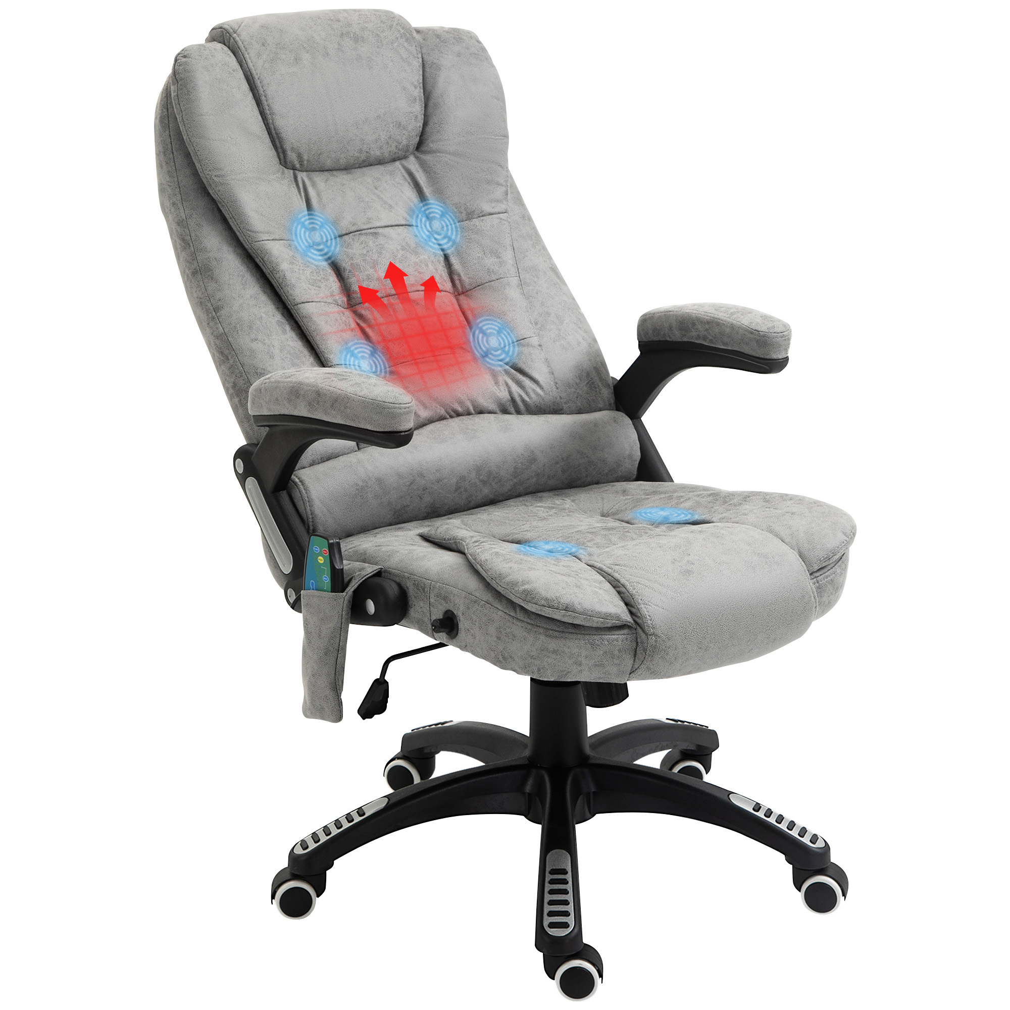 Toimistotuoli hieronta- ja lämmitystoiminnolla, ergonominen, säädettävä, jopa 120 kg, harmaa
