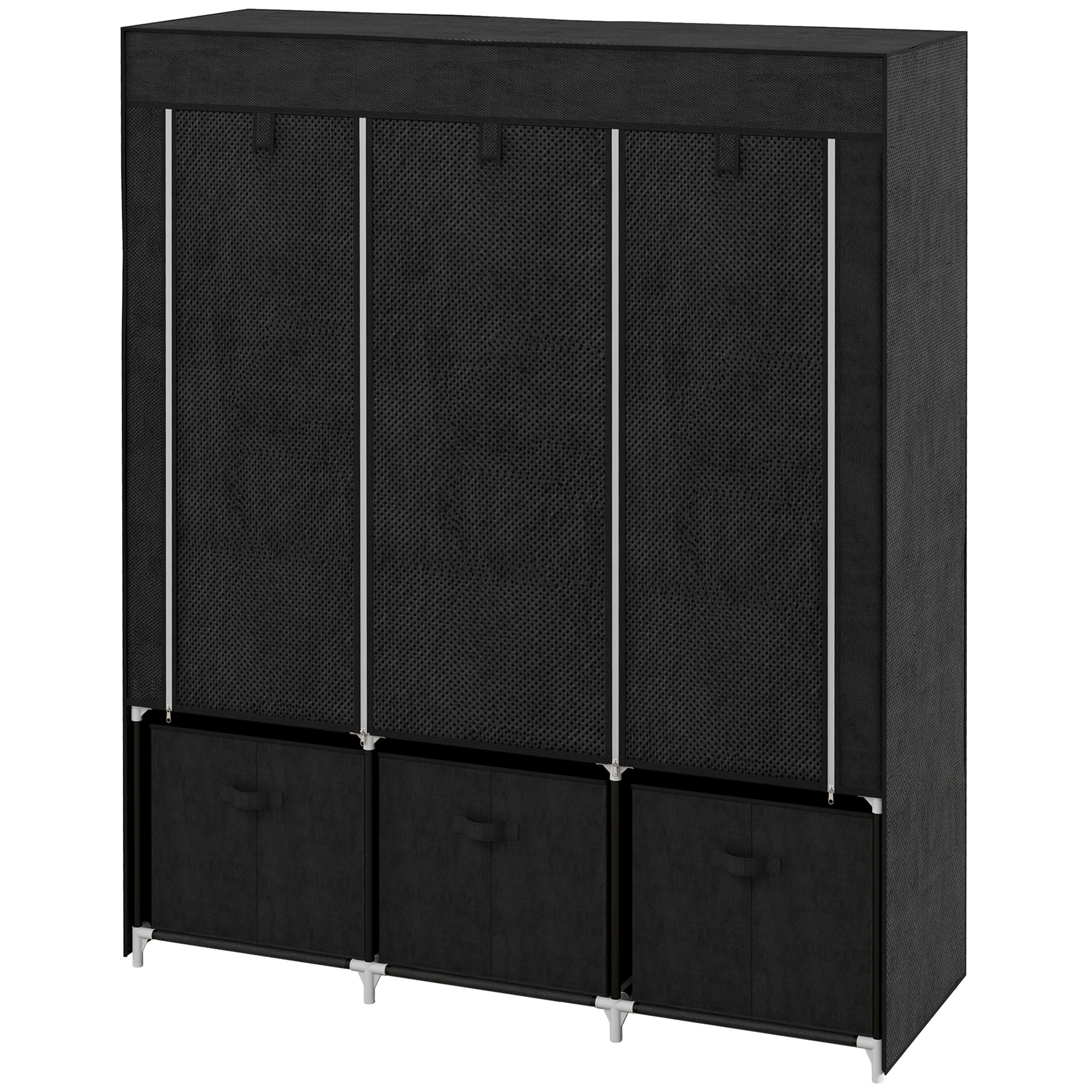 Kokkupandav riidekapp lausriidest 3 sahtliga 125 cm x 43 cm x 162 5 cm must