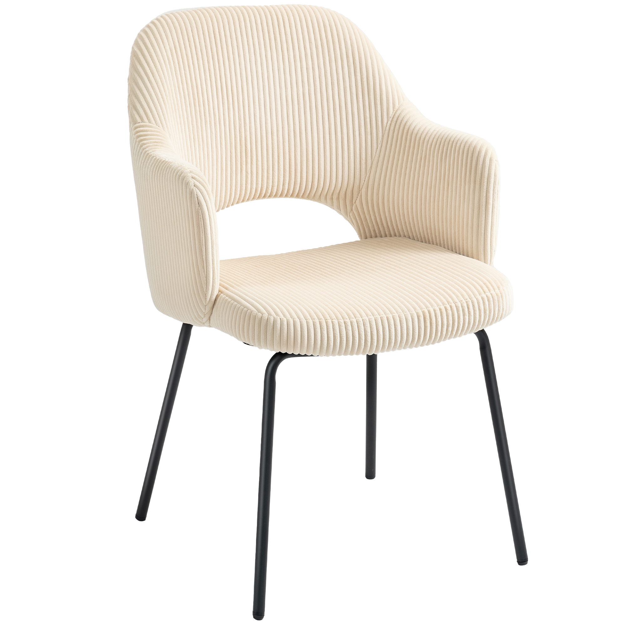 Ruokapöydän tuoli, samettiverhoilu, simpukankuoren muotoinen, metallijalat, jalkatyyny, beige