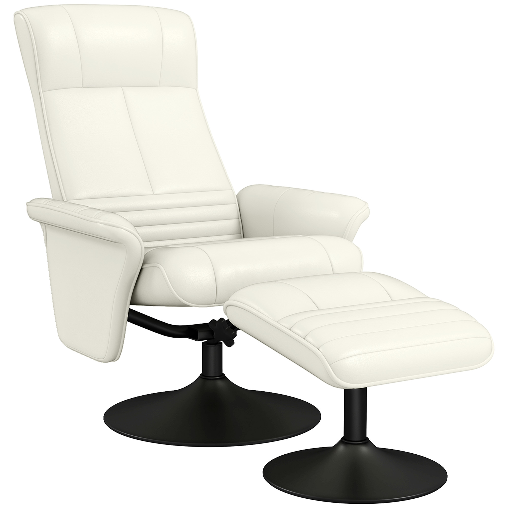 Lepotuoli, TV-tuoli jalkarahilla, pyörivä, ergonominen, mikrokuitukangasjäljitelmä, jopa 150 kg, kermanvalkoinen