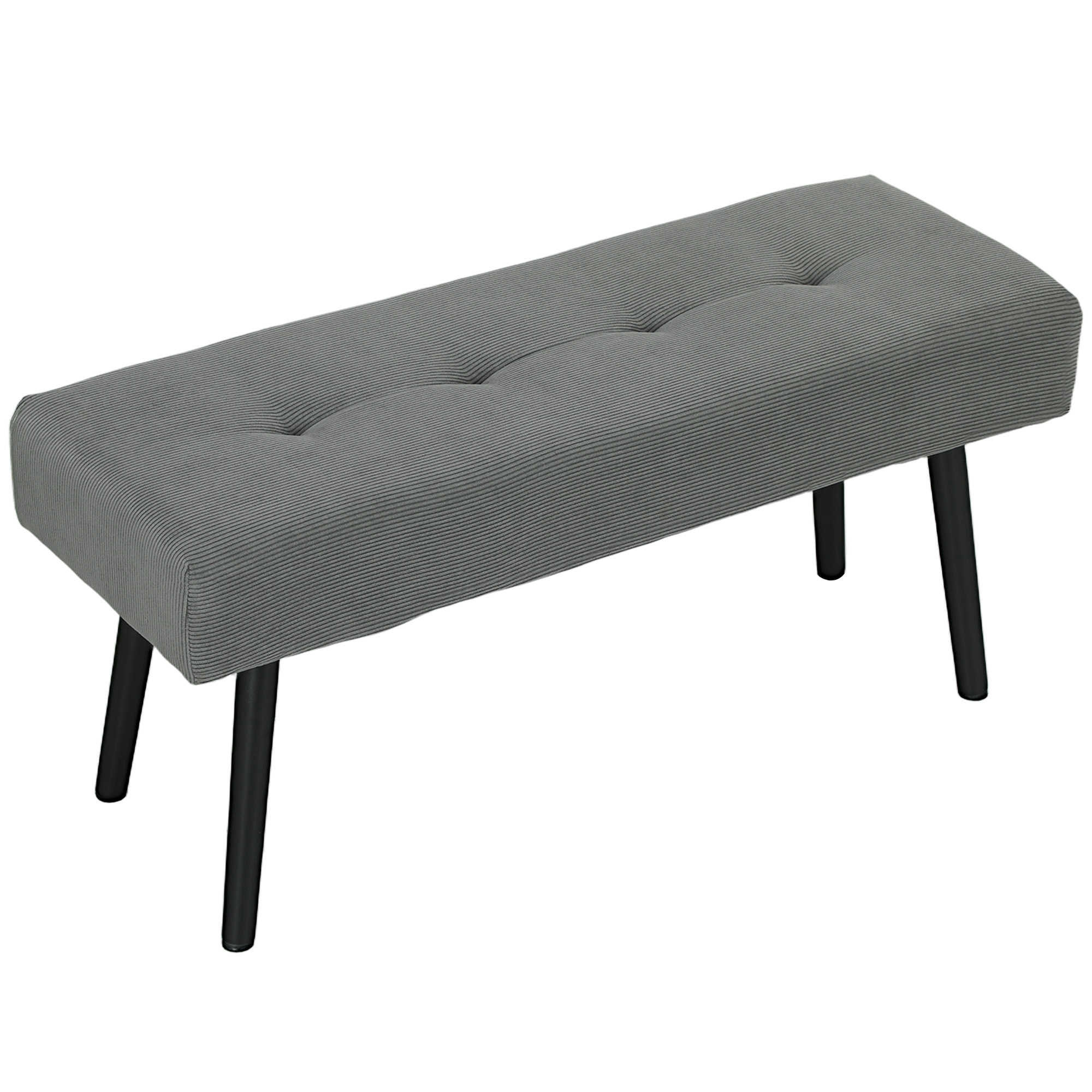 Verhoiltu penkki samettipäällisellä, sängynpenkki metallijaloilla, kenkäpenkki 100 x 36 x 45 cm harmaa