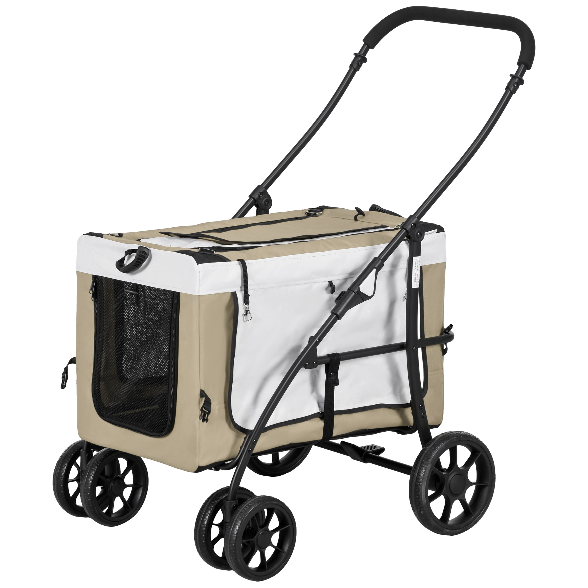 Koerakäru lemmikloomakäru koerakäru kokkupandav eemaldatava korviga 81 x 58 x 97 5 cm must+khaki+valge