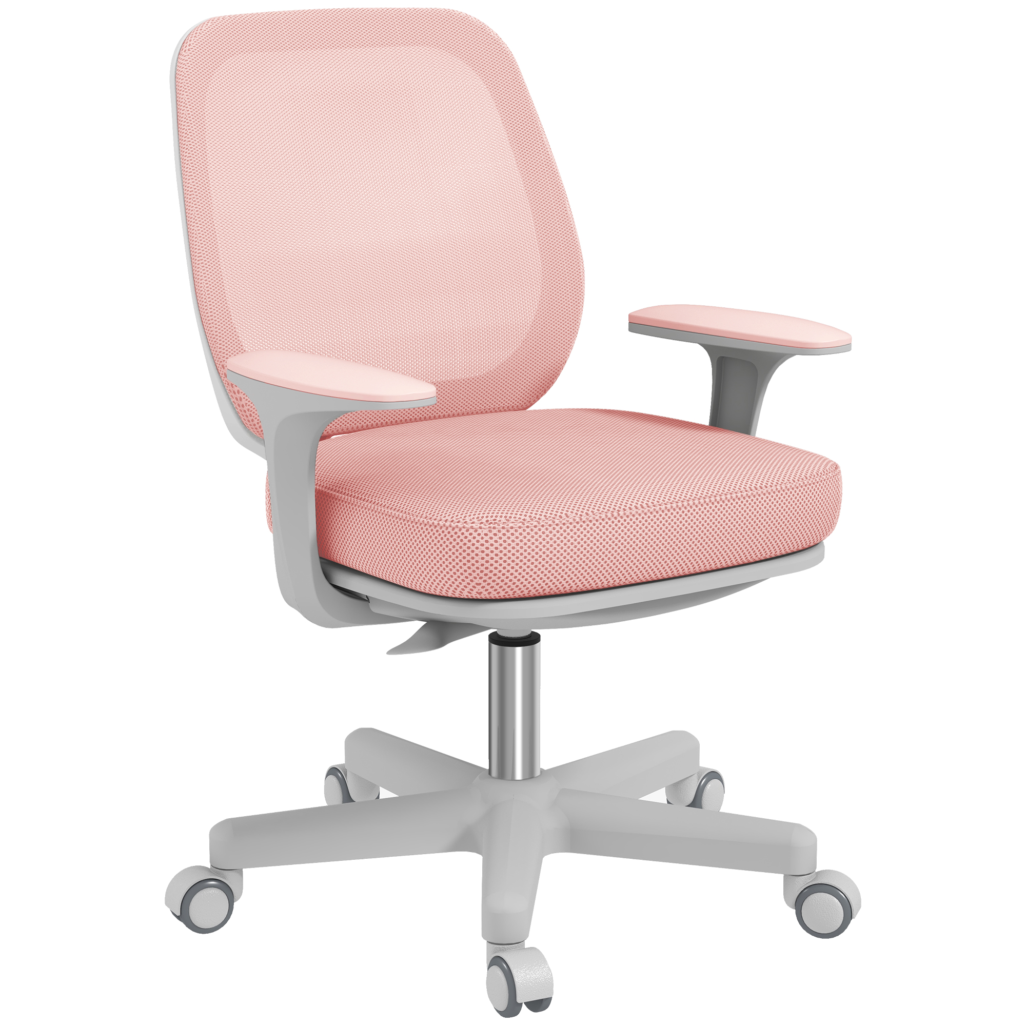 Toimistotuoli, ergonominen työtuoli kääntyvällä toiminnolla, korkeussäädettävä 55 x 48 x 82,5-94,5 cm Vaaleanpunainen