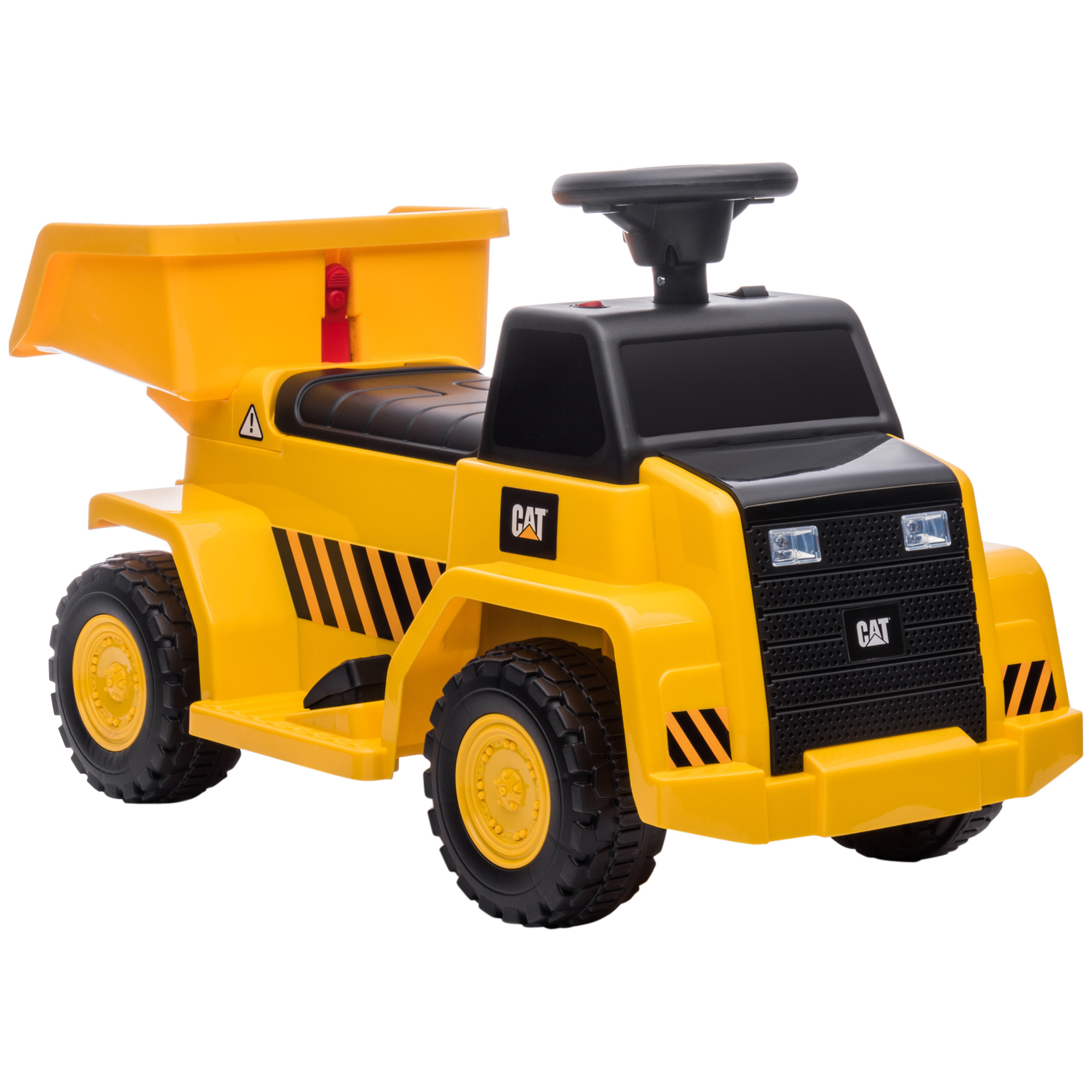Sähkökäyttöinen lasten kippiauto, kallistuva lastausalusta, max. 3 km/h, ajovalot, äänimerkki, keltainen, 74,5 x 36 x 43,5 cm