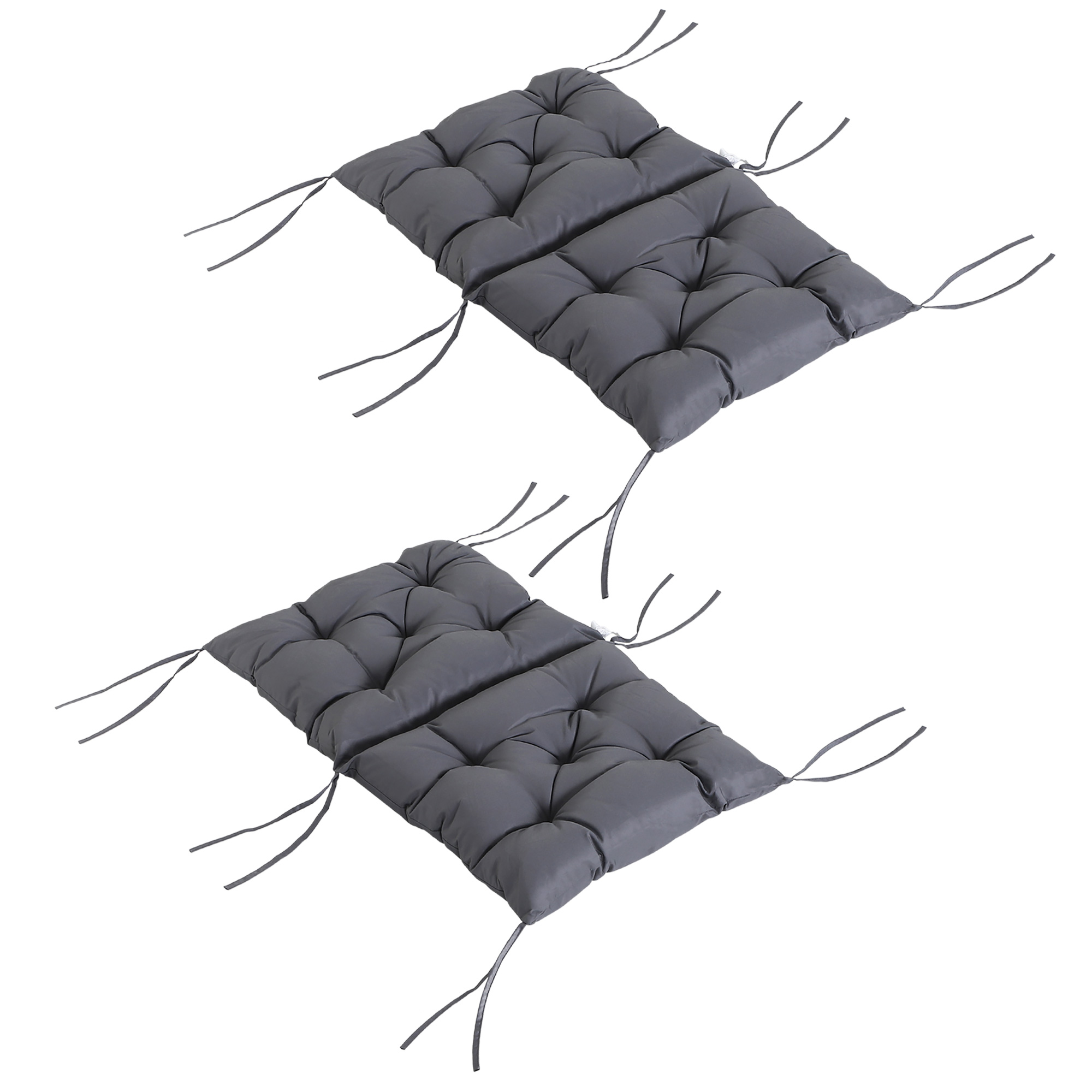 2 istuintyynyn sarja, 98 cm x 50 cm x 8 cm istuintyynyt nauhoilla, pehmustetut tyynyt, pestävät/Ergonomiset istuintyynyt kotiin, puutarhaan, sohvalle, harmaa