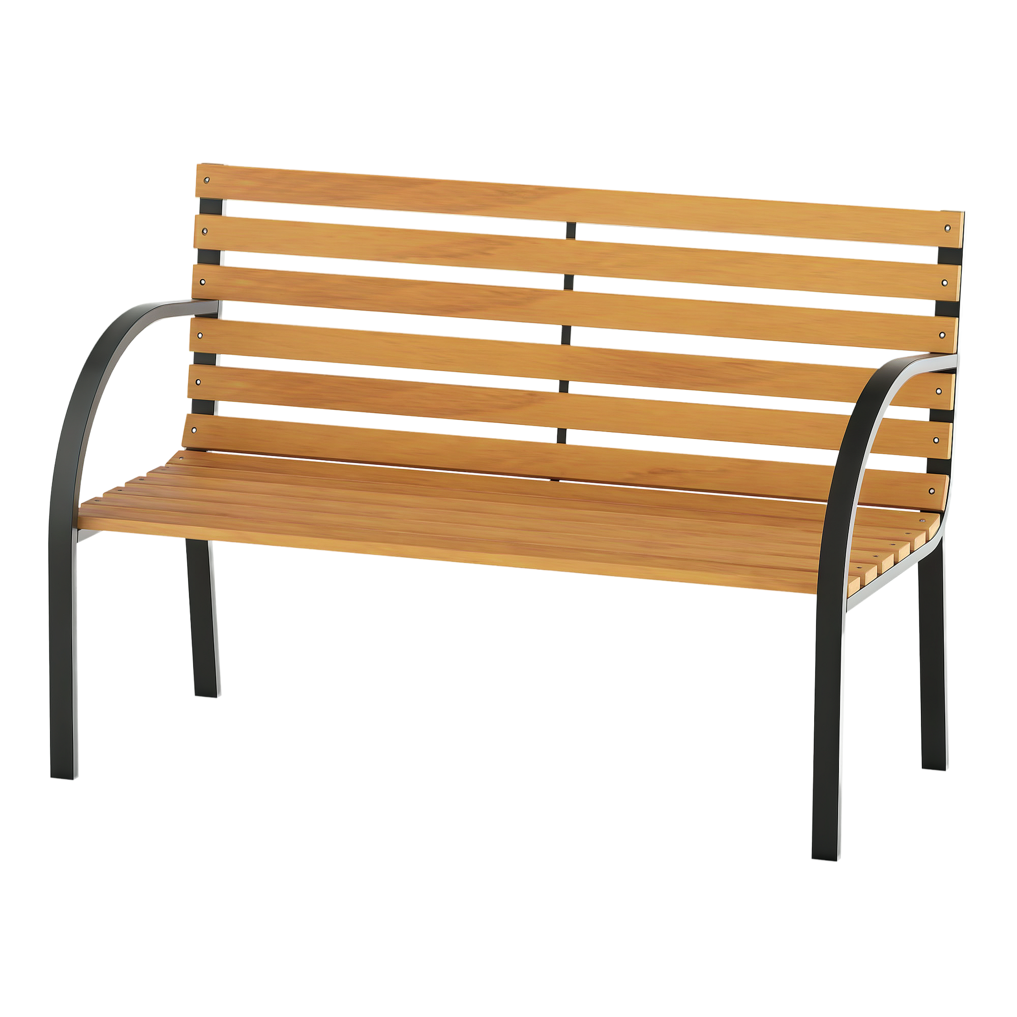 Puutarhapenkki, puistonpenkki, 2-istuttava, puutarha, teräs + mänty, luonnonvärinen, L122 x S60 x K83 cm