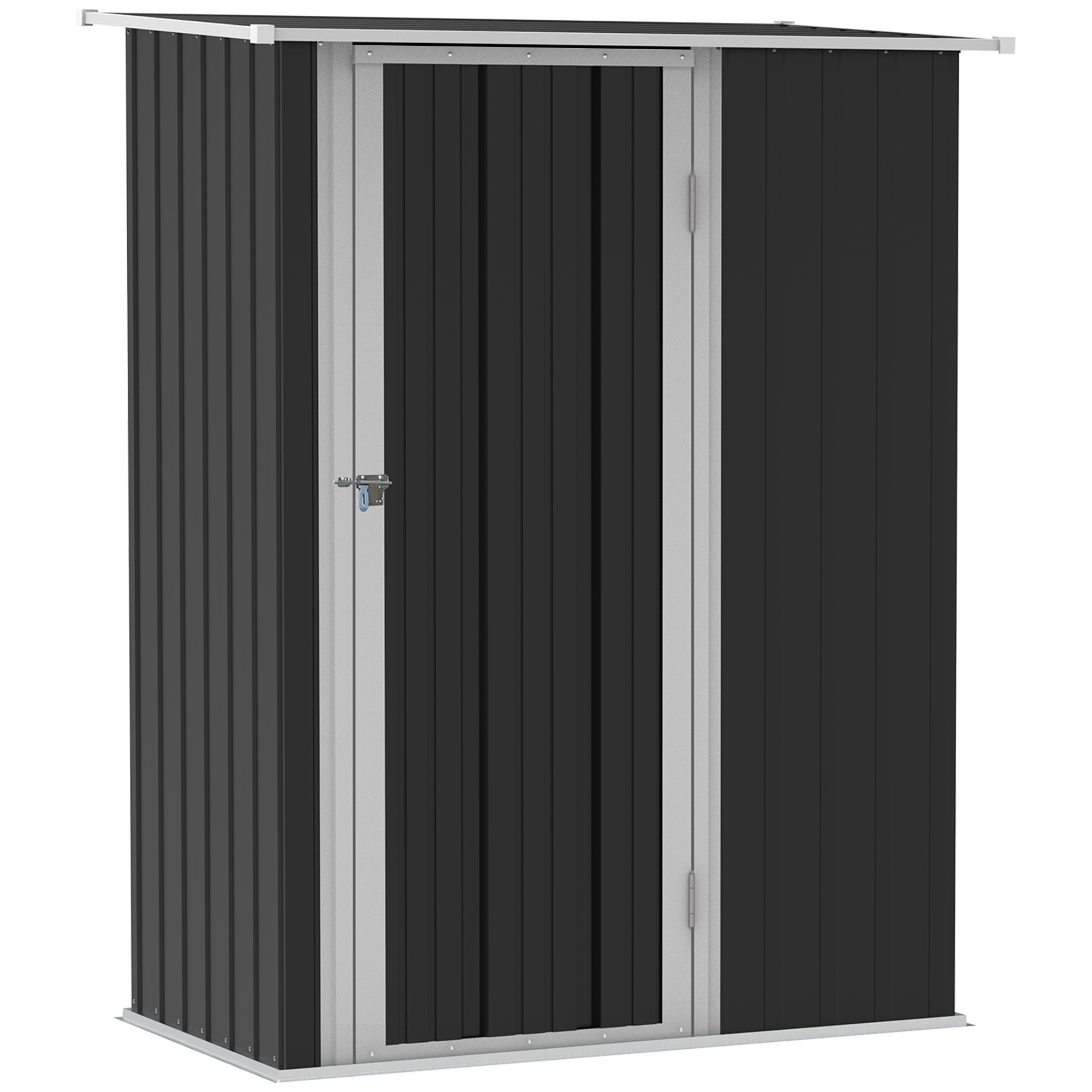 Metallinen puutarhavaja, 1,07 m², 142 x 86 x 189 cm, työkaluvaja pengerkatolla, lukittava ovi, säänkestävä, ulkokäyttöön tarkoitettu puutarhavaja takapihalle/ulkokäyttöön, tummanharmaa