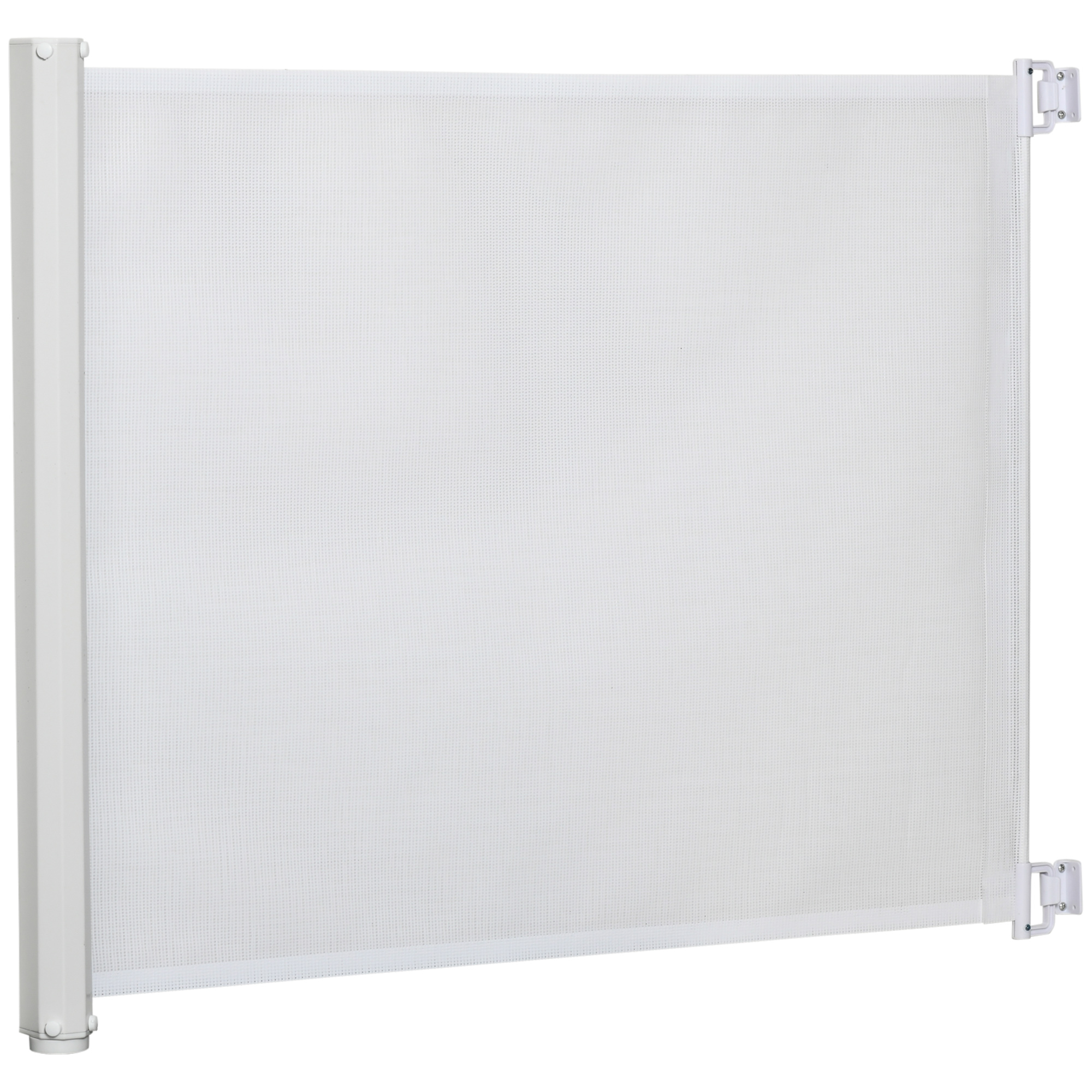 Porrasportti 115 cm, koiraportti, oviportti, portaiden suojaus, turvaväliseinä, jakaja, oven suojaus, ulosvedettävä porrasportti, sisäänvedettävä, muovia, valkoinen