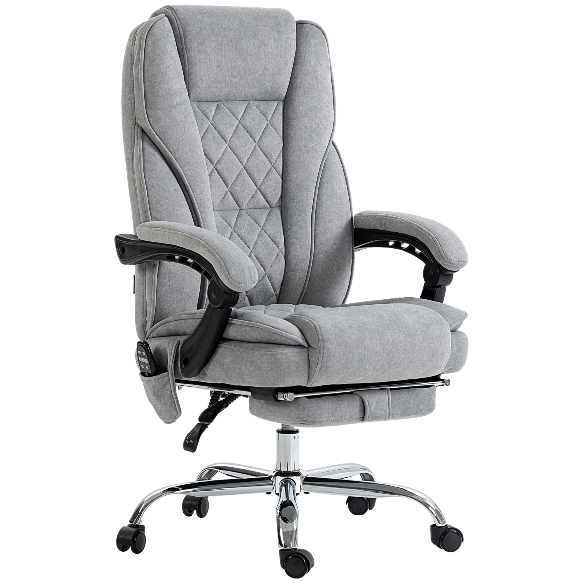 Ergonominen työtuoli hierontatoiminnolla, jalkatuki, pyörivä, pyörät, harmaa