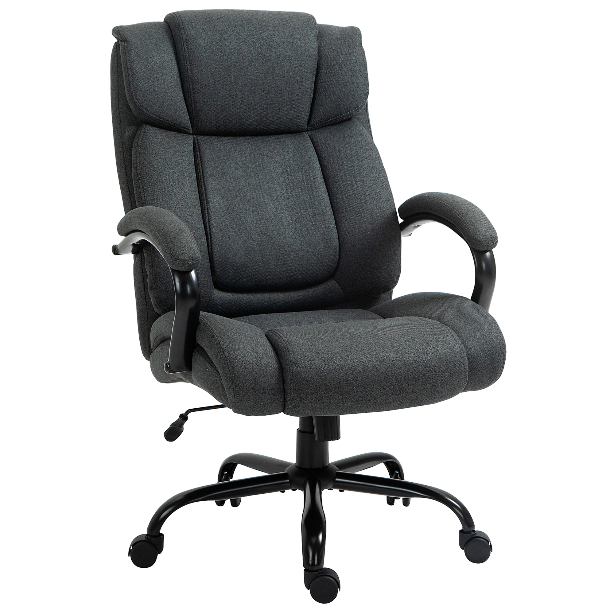 Toimistotuoli, ergonominen työtuoli, pyörivä tuoli pehmustetuilla käsinojilla, kantavuus jopa 220 kg, harmaa