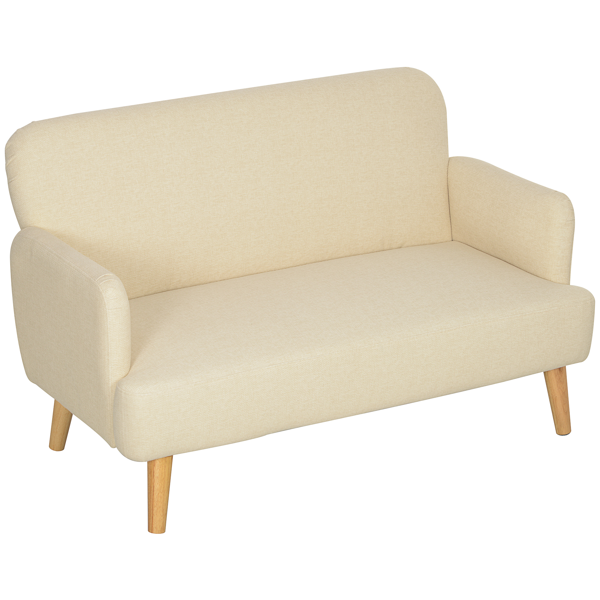 Kahden istuttava sohva, kompakti, ihoystävällinen päällinen, jopa 240 kg, 130x74x79 cm, kermanvalkoinen
