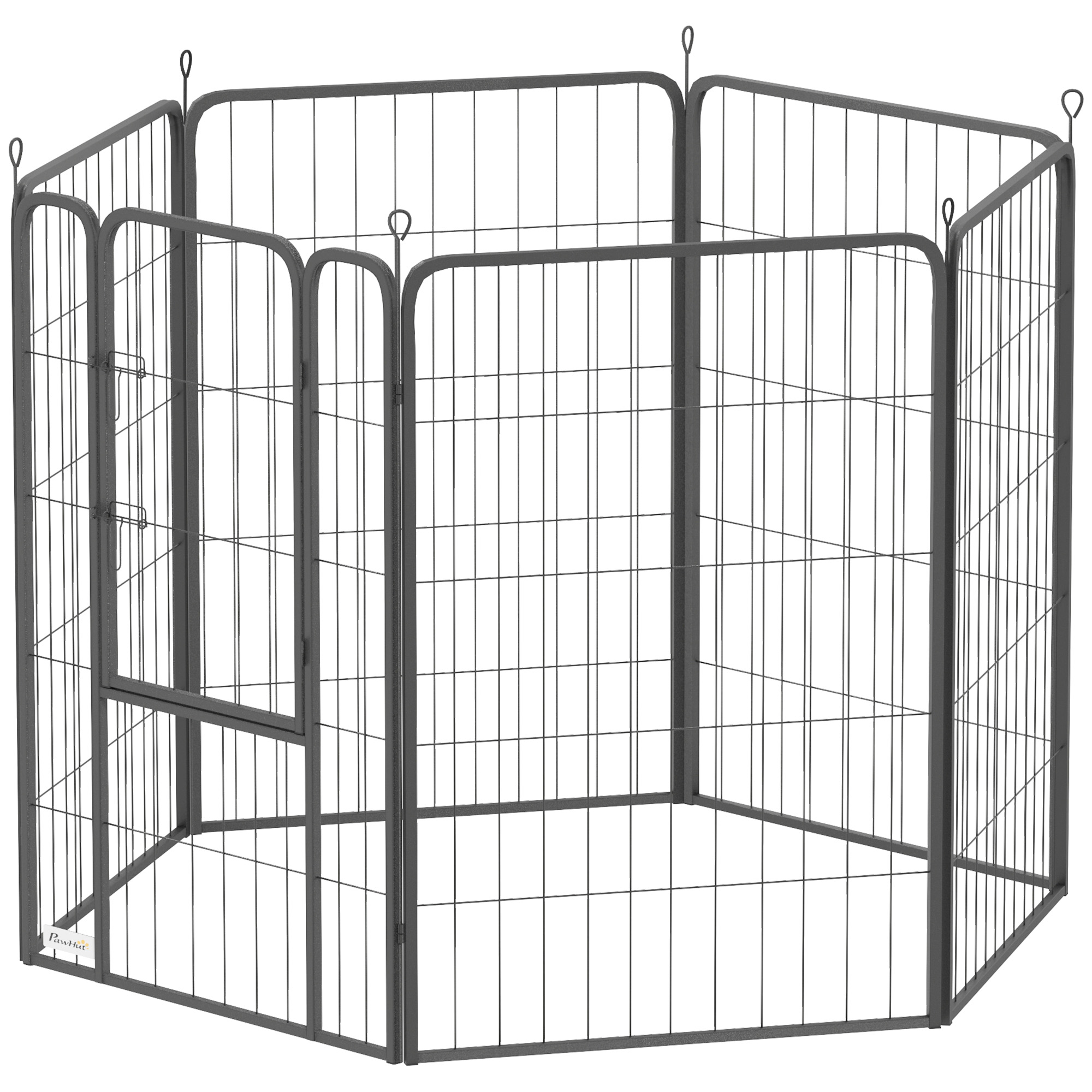 Koiran leikkiaitaus, jossa 6 paneelia, kestävä, turvaovella, sisä- ja ulkokäyttöön, puutarhaan, retkeilyyn, 100 cm korkea