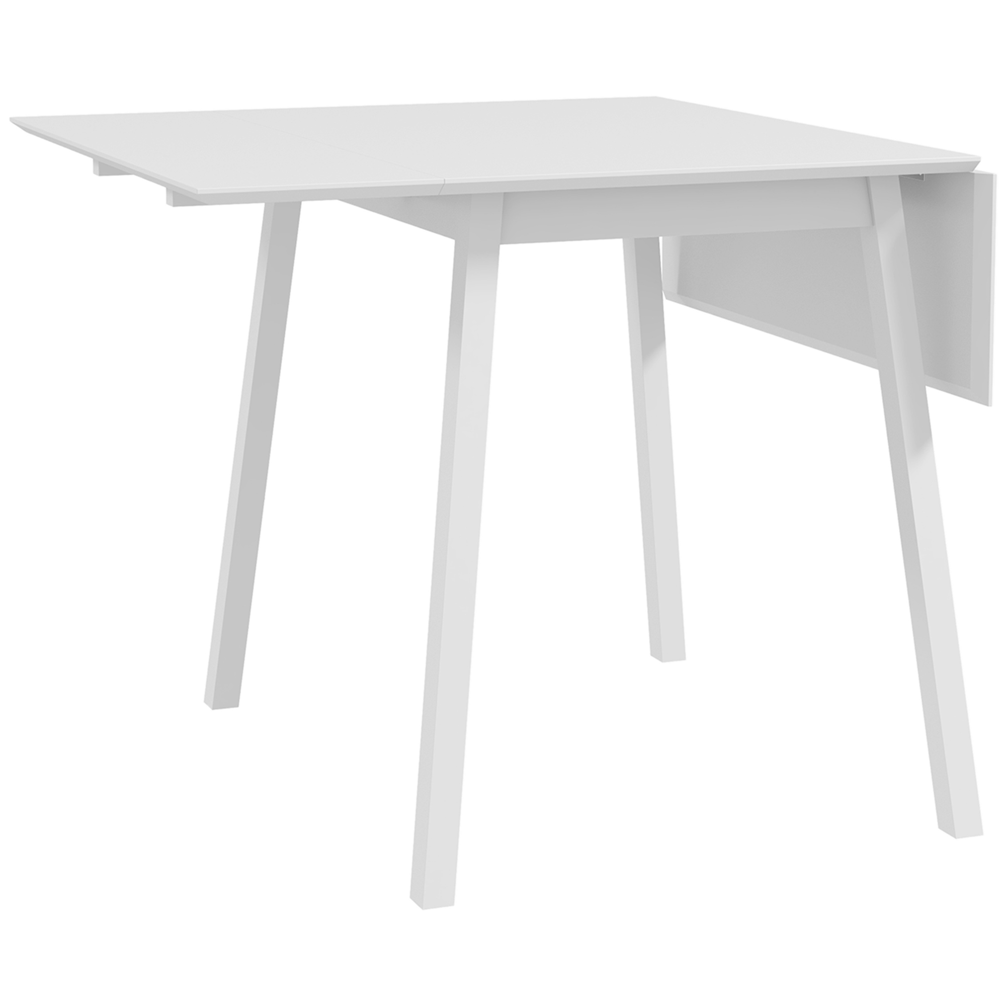 Ruokapöytä, kokoontaitettava pöytä, keittiönpöytä, 2 taitettavaa osaa, 110 x 86 x 75 cm, valkoinen