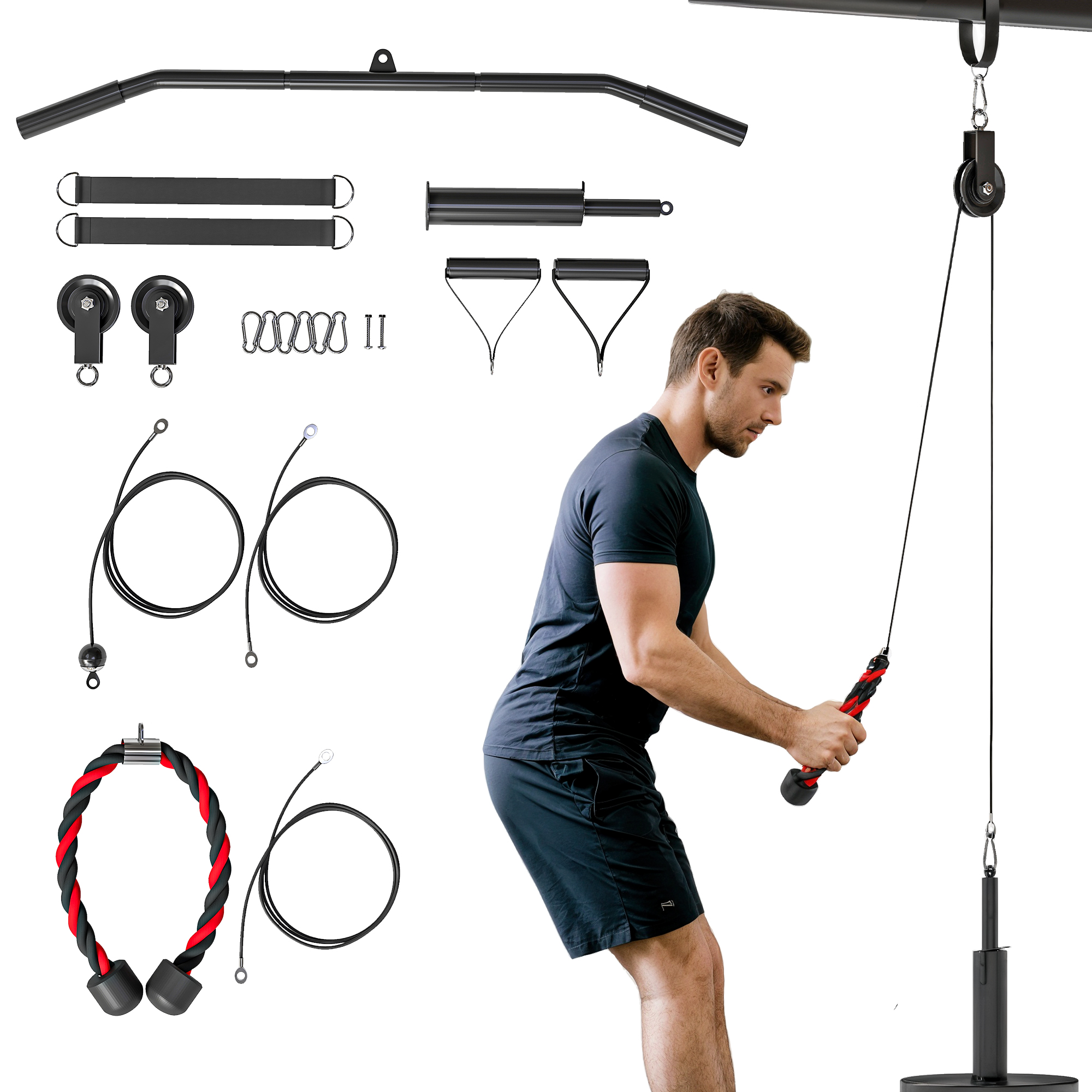 Fitness Lat Pulldown -kuntosalin kuntolaitteet kaapelitaljajärjestelmällä, käsivarren voimaharjoittelu kotiin