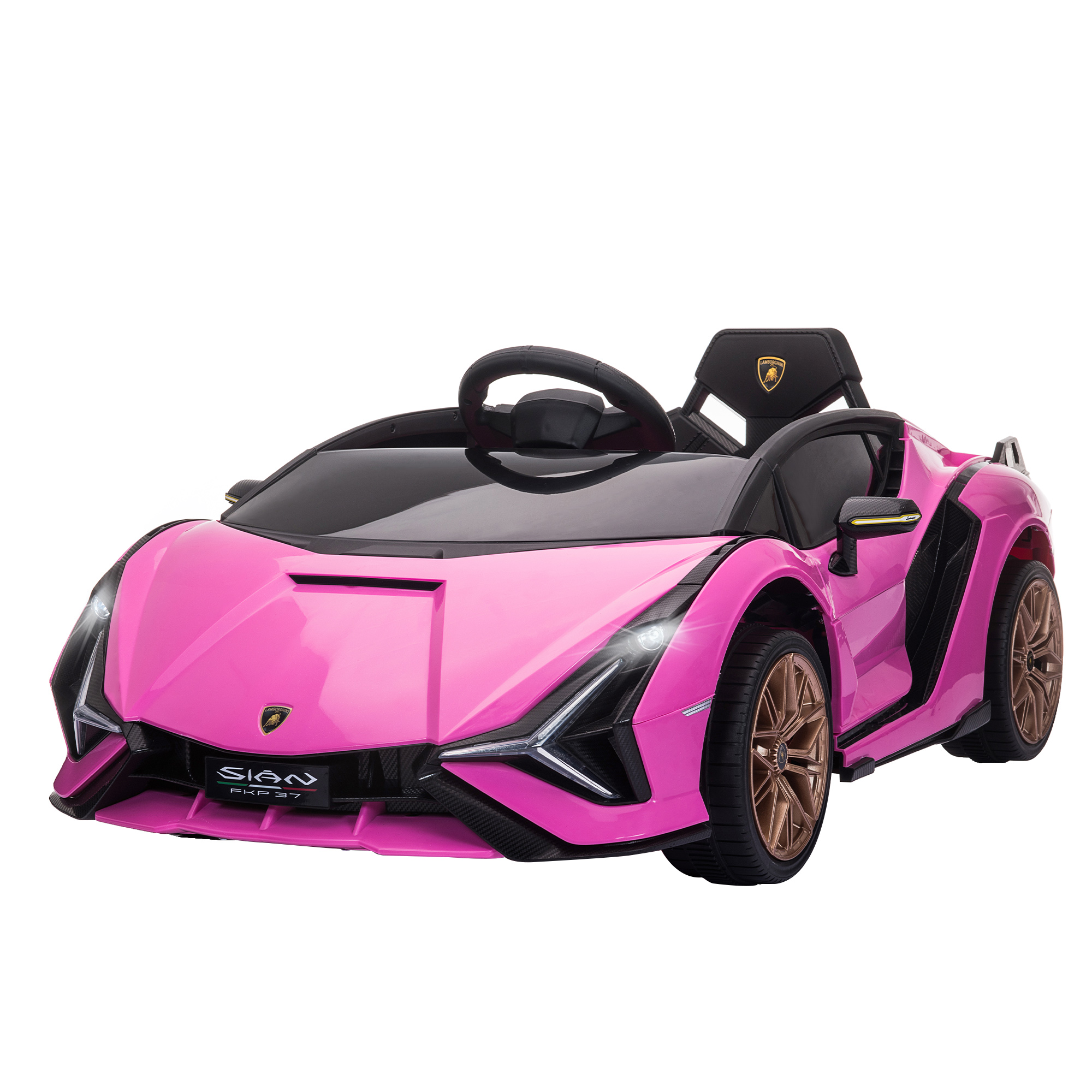 Lasten sähköauto, Lamborghini, 3-5 km/h, kaukosäädin, 3-5-vuotiaille, pinkki
