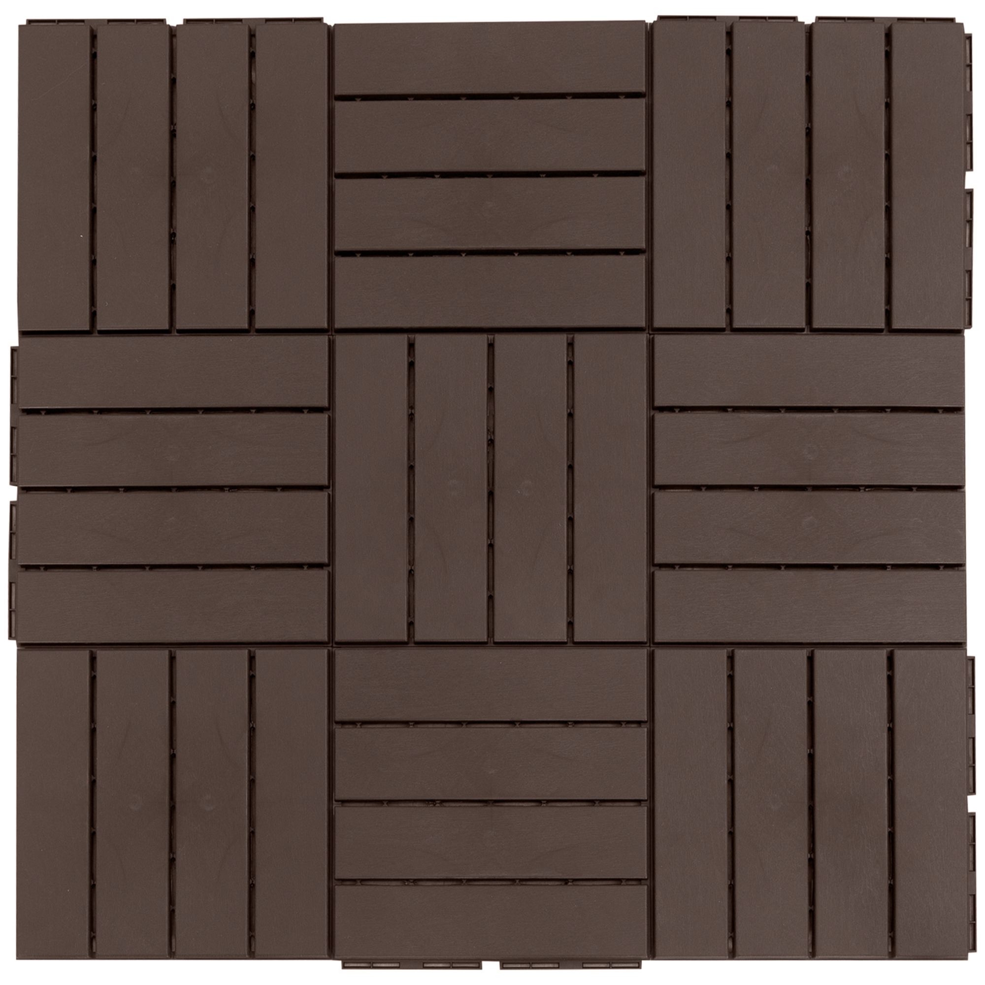 Terassilaatat 30 x 30 cm, 9 kpl, 0,81 m², napsautuslaatat, parvekelaatat napsautusjärjestelmällä, salaojitustoiminto, lattialaatta terassille/parvekkeelle, ruskea