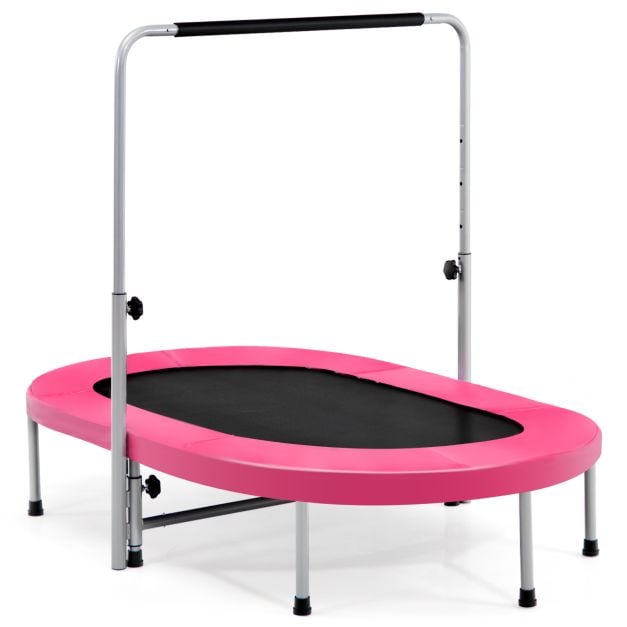 Reguleeritava käepidemega kahekohaline kokkupandav fitness-batuut (92–132 cm), roosa