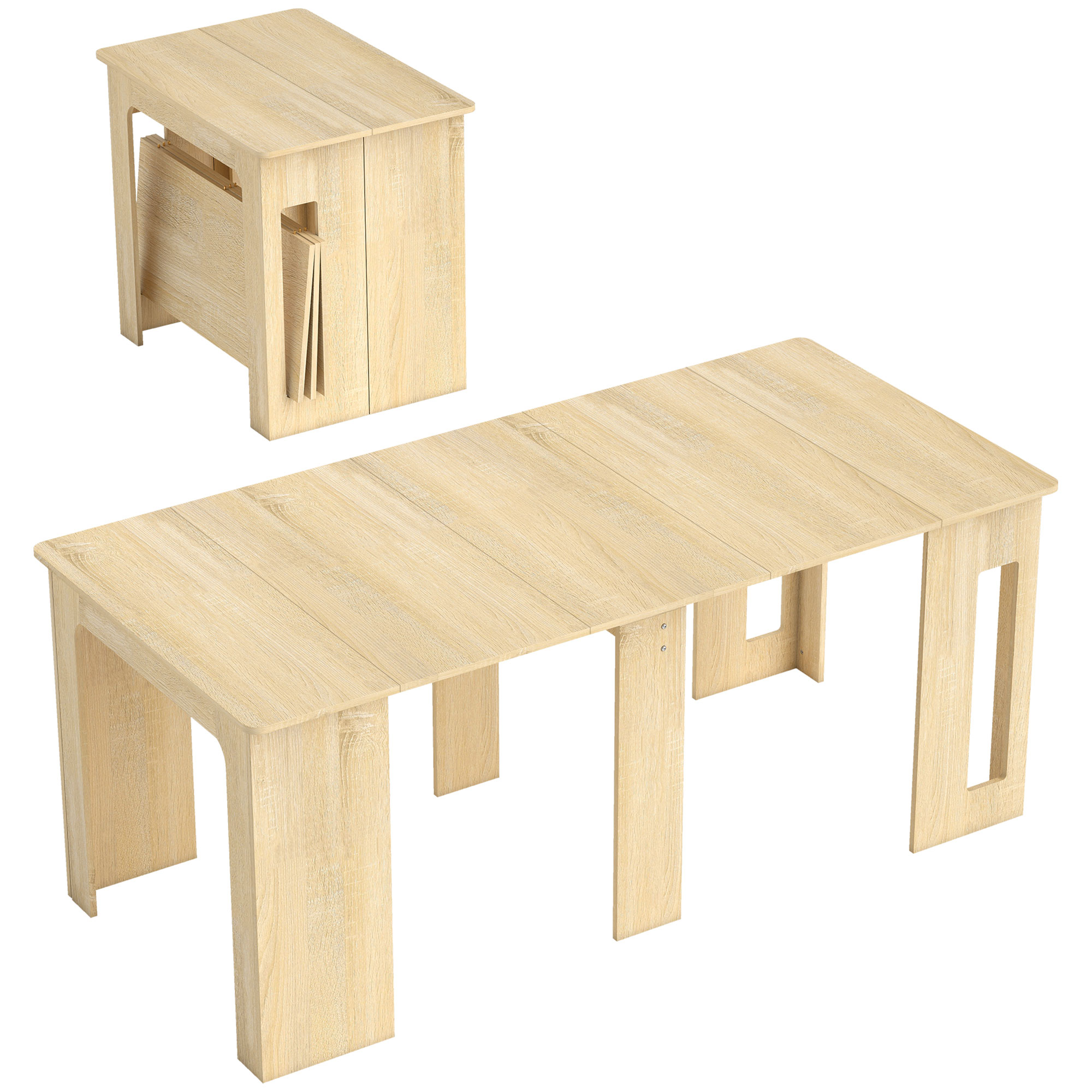 Ruokapöytä, kokoontaitettava pöytä, jatkettava keittiönpöytä, ruokapöytä, lastulevy, 60-180 x 85 x 75 cm, luonnonvärinen