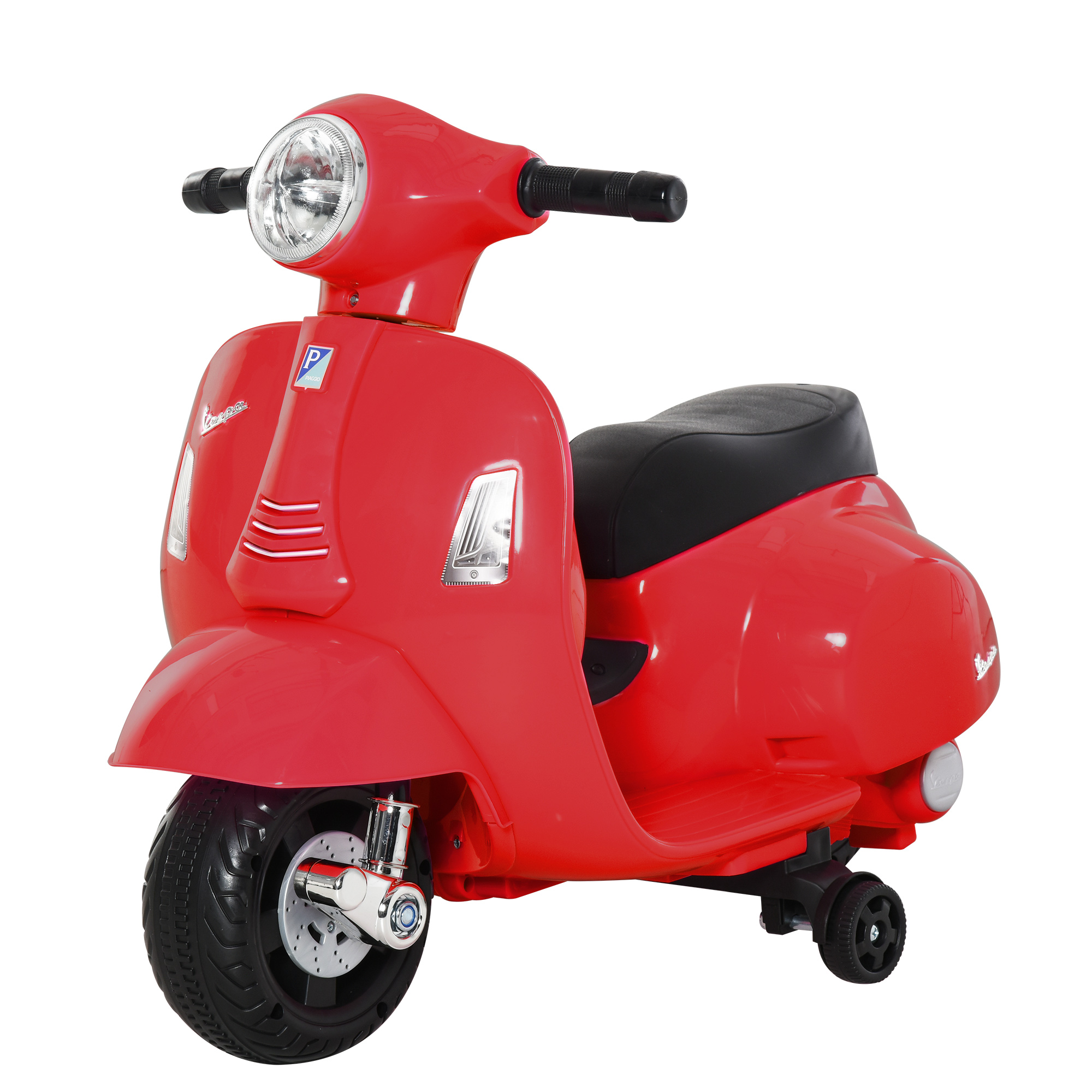 Sähköinen lasten moottoripyörä Vespa, sähkömoottoripyörä LED-valolla, äänellä, lasten sähkömoottoripyörä 18-36 kuukauden ikäisille lapsille, punainen