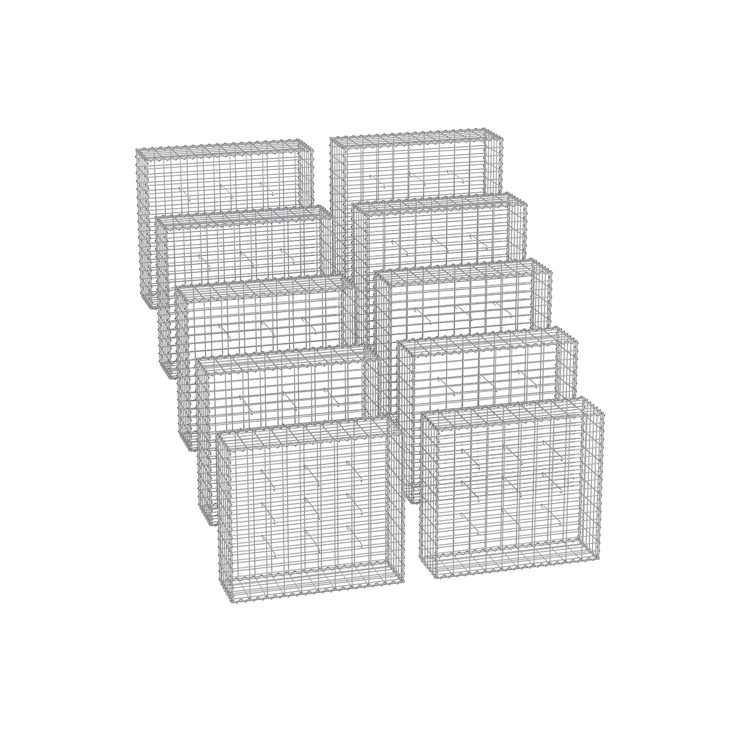 Gabion-korit kiville, silmäkoko 5 x 10 cm, sarja 10