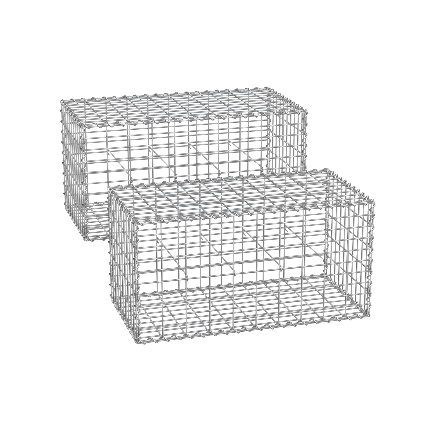 Gabioonkorvid 100 x 30 x 30 cm komplekt 2tk hõbedane