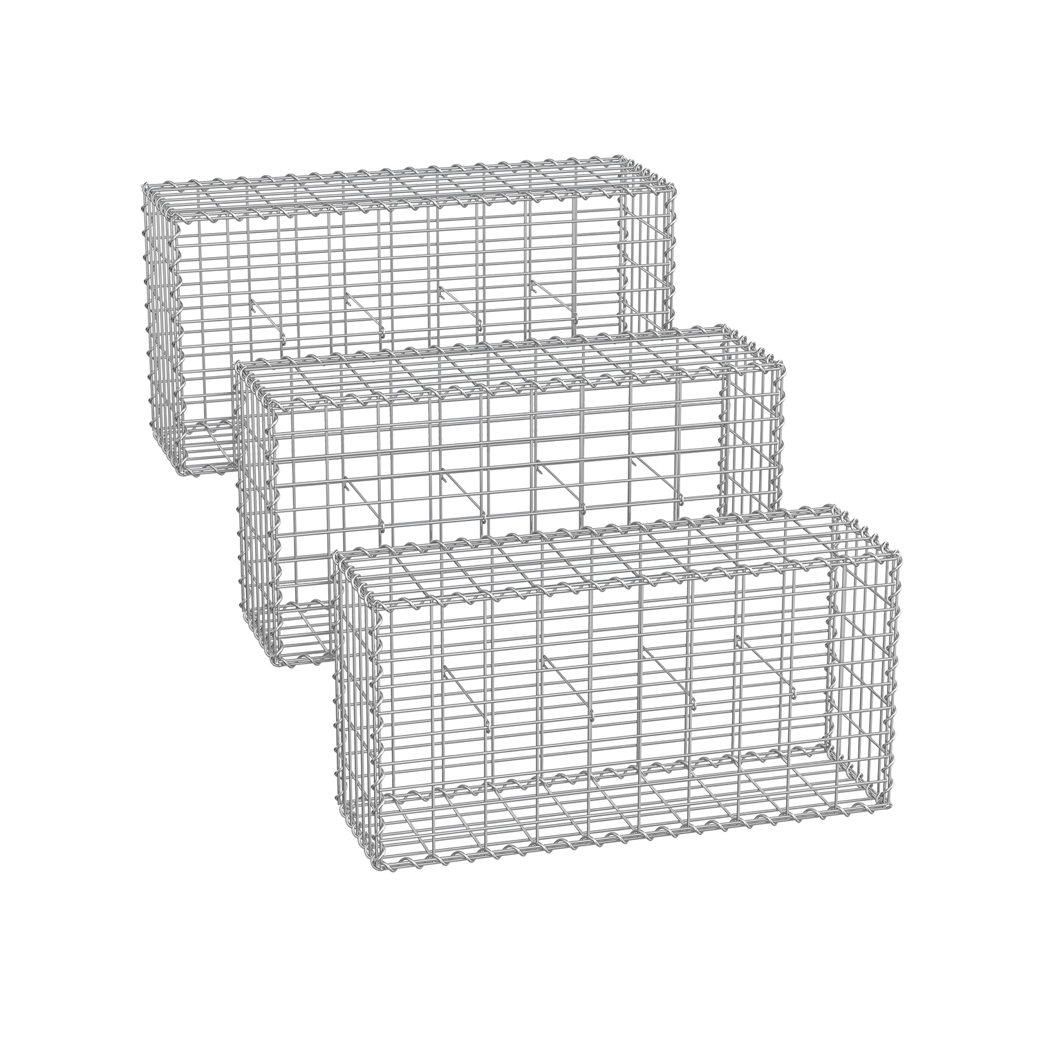 Gabioonkorvid 5 x 10 cm silmasuurusega komplektis 3 hõbedane