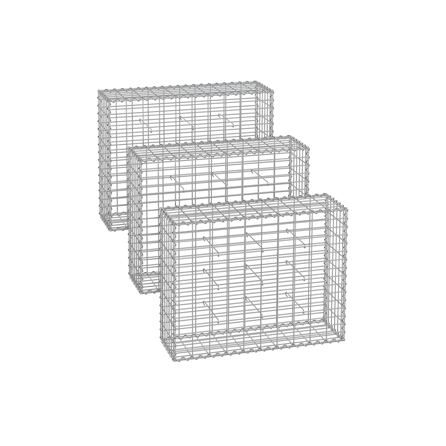 Gabion-korit 100 x 80 x 30 cm, 3 kpl hopeaa
